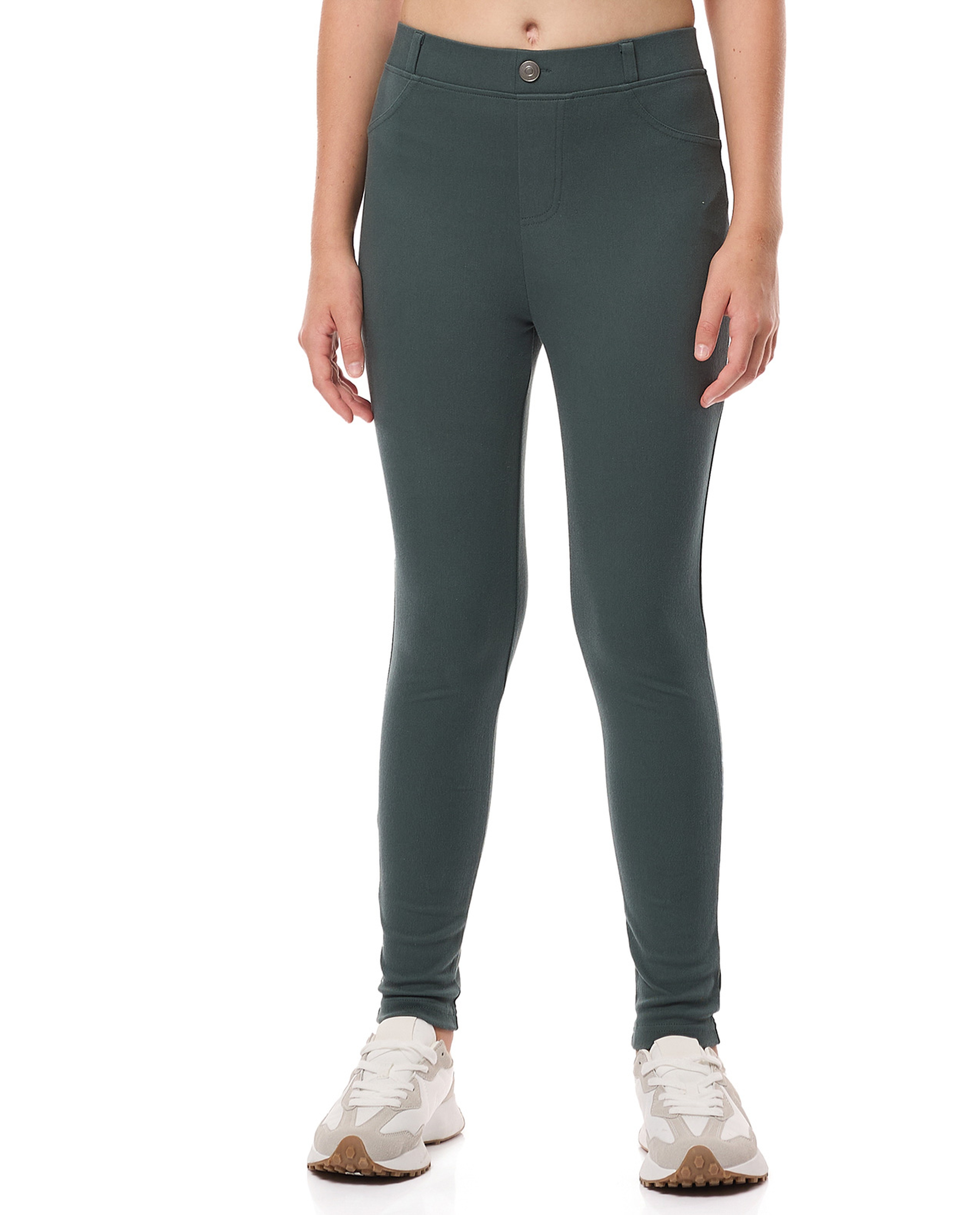Solid Skinny Fit Jeggings with Elastic Waist