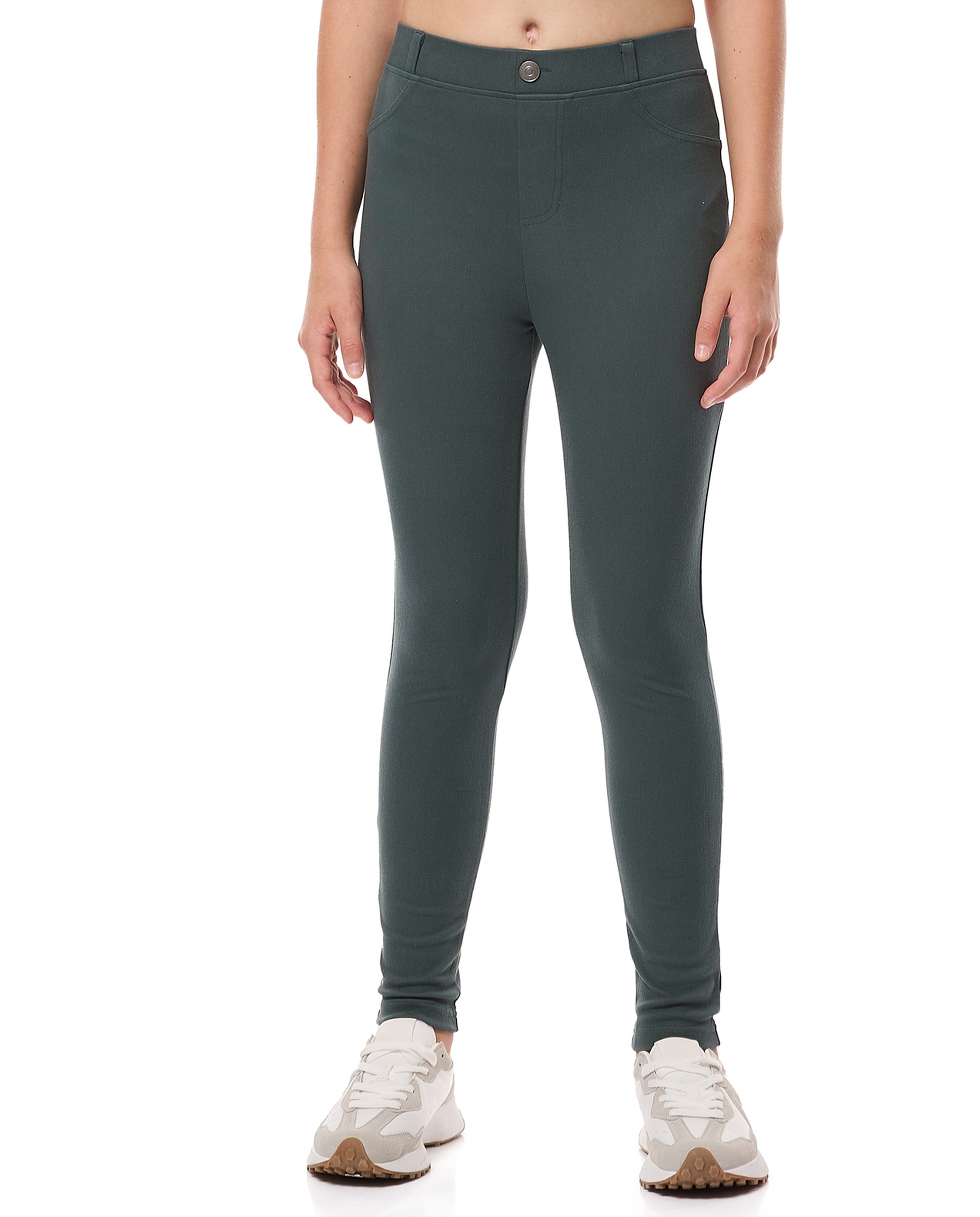Solid Skinny Fit Jeggings with Elastic Waist