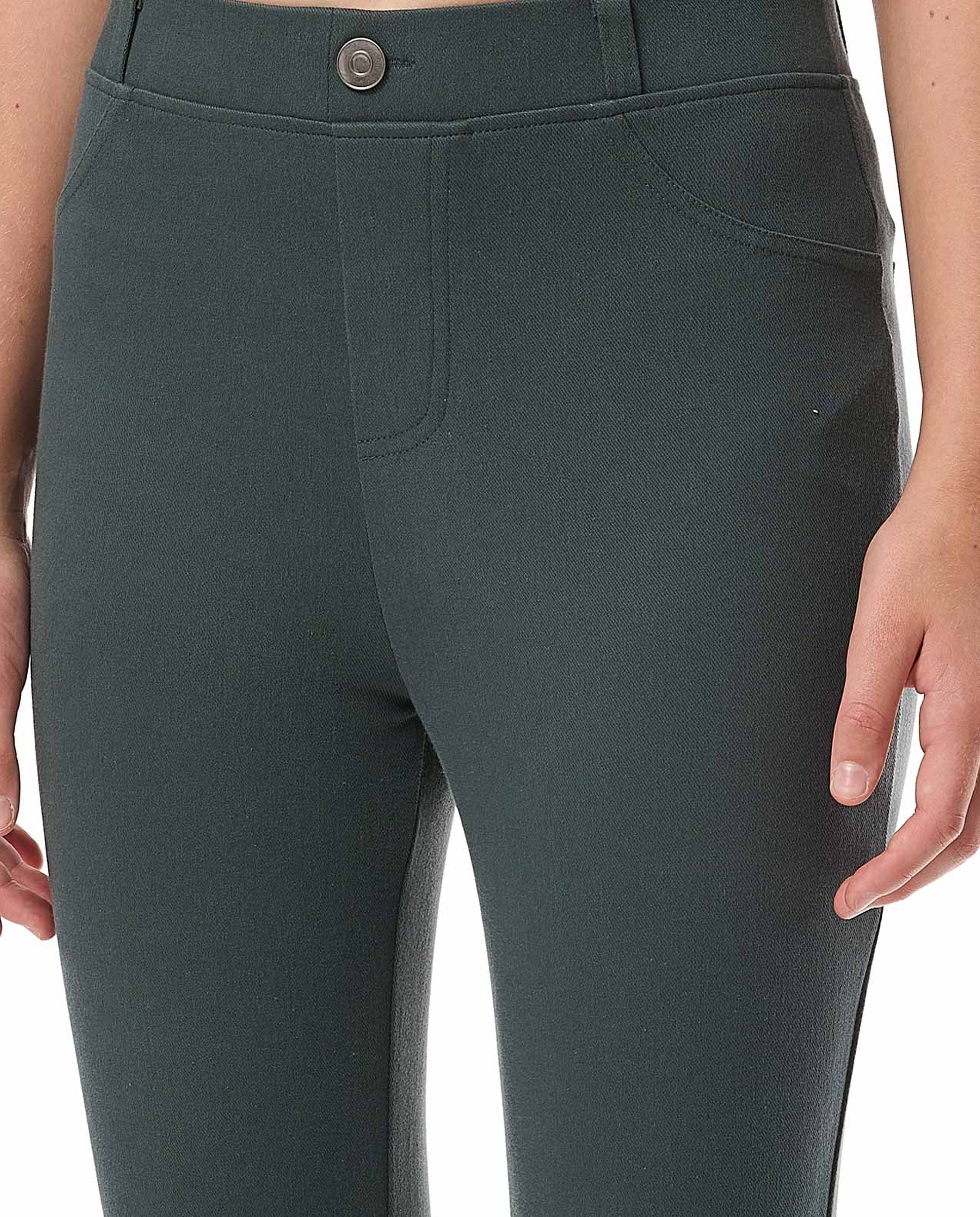 Solid Skinny Fit Jeggings with Elastic Waist