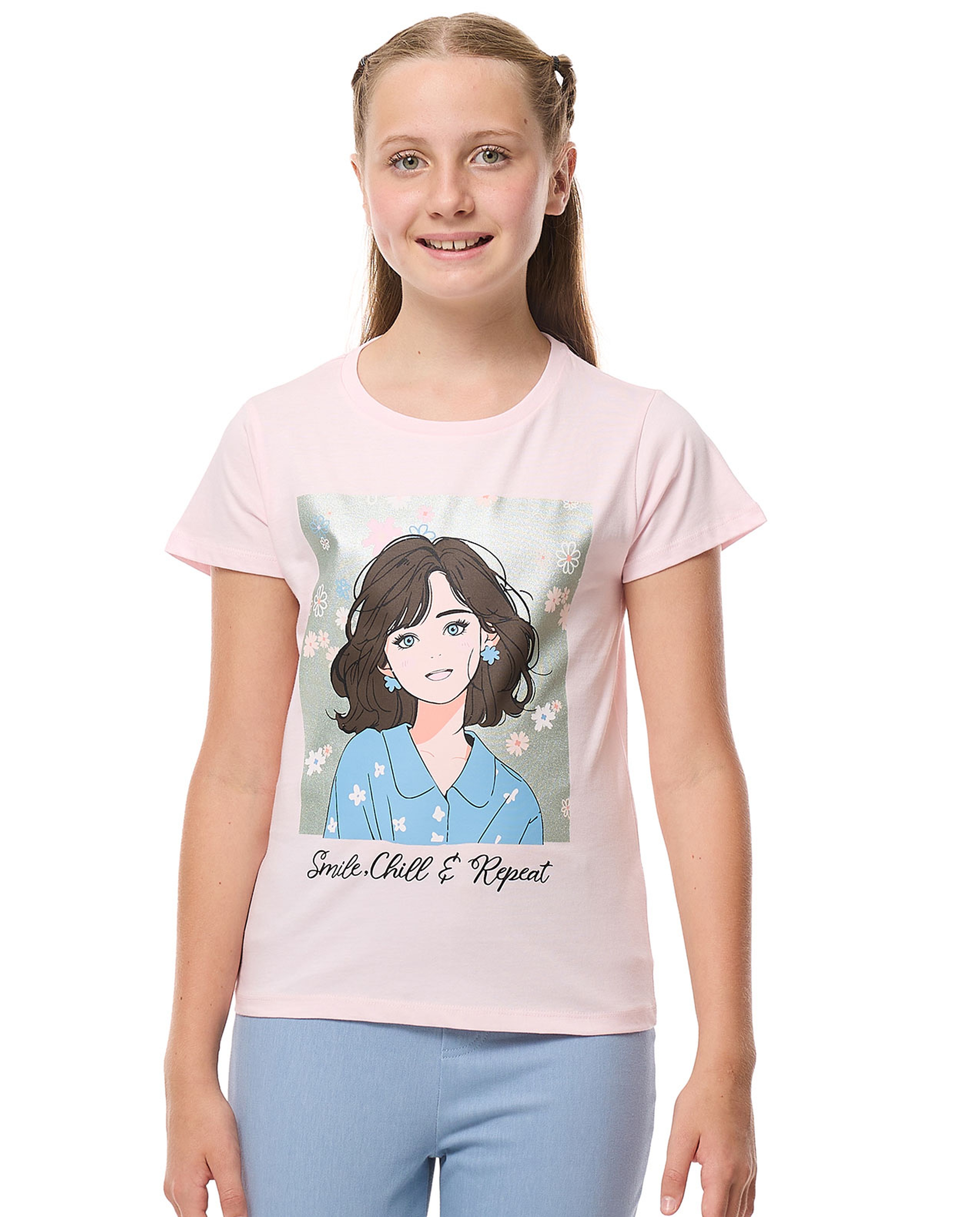 Printed T-Shirt with Crew Neck and Short Sleeves