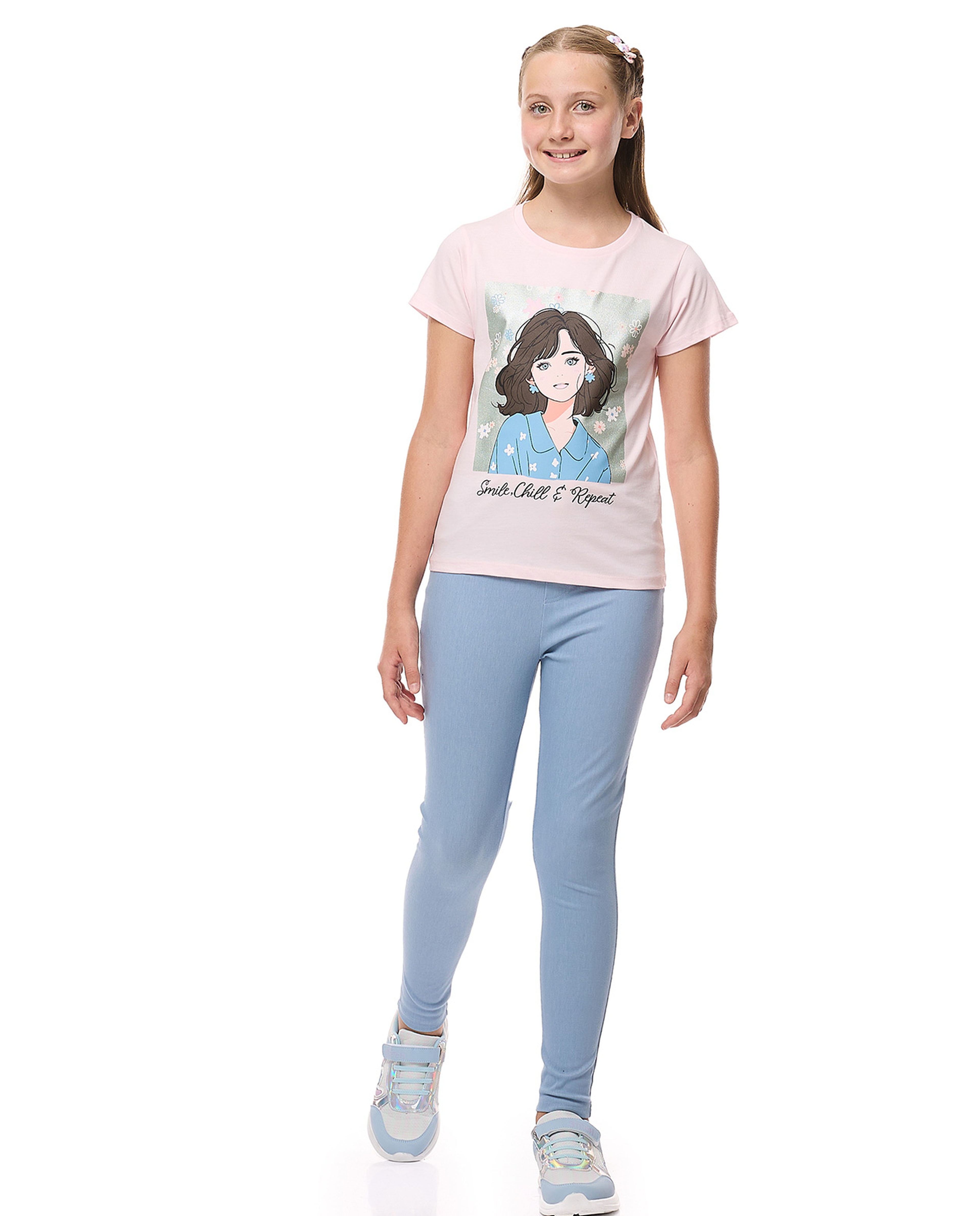 Printed T-Shirt with Crew Neck and Short Sleeves