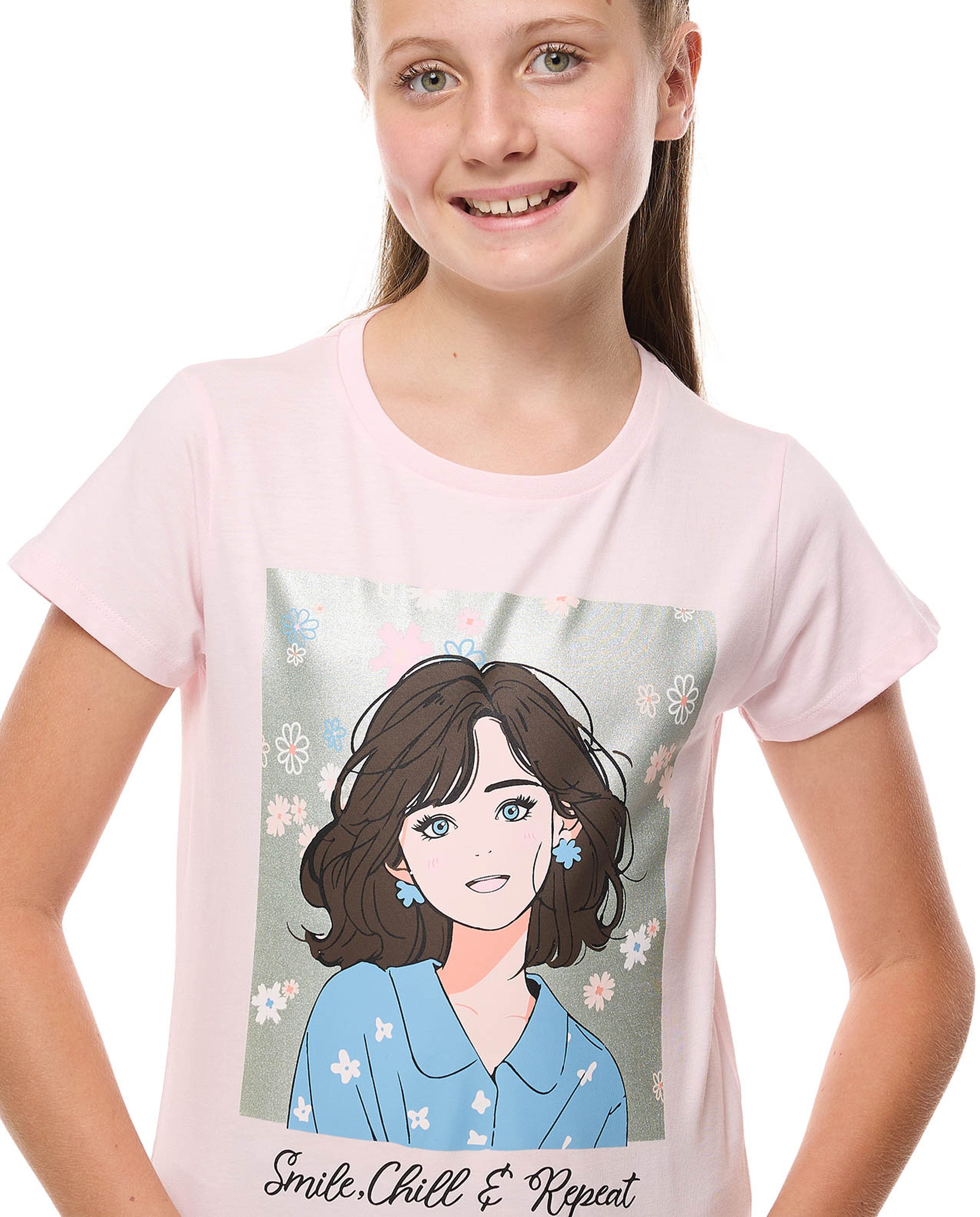 Printed T-Shirt with Crew Neck and Short Sleeves