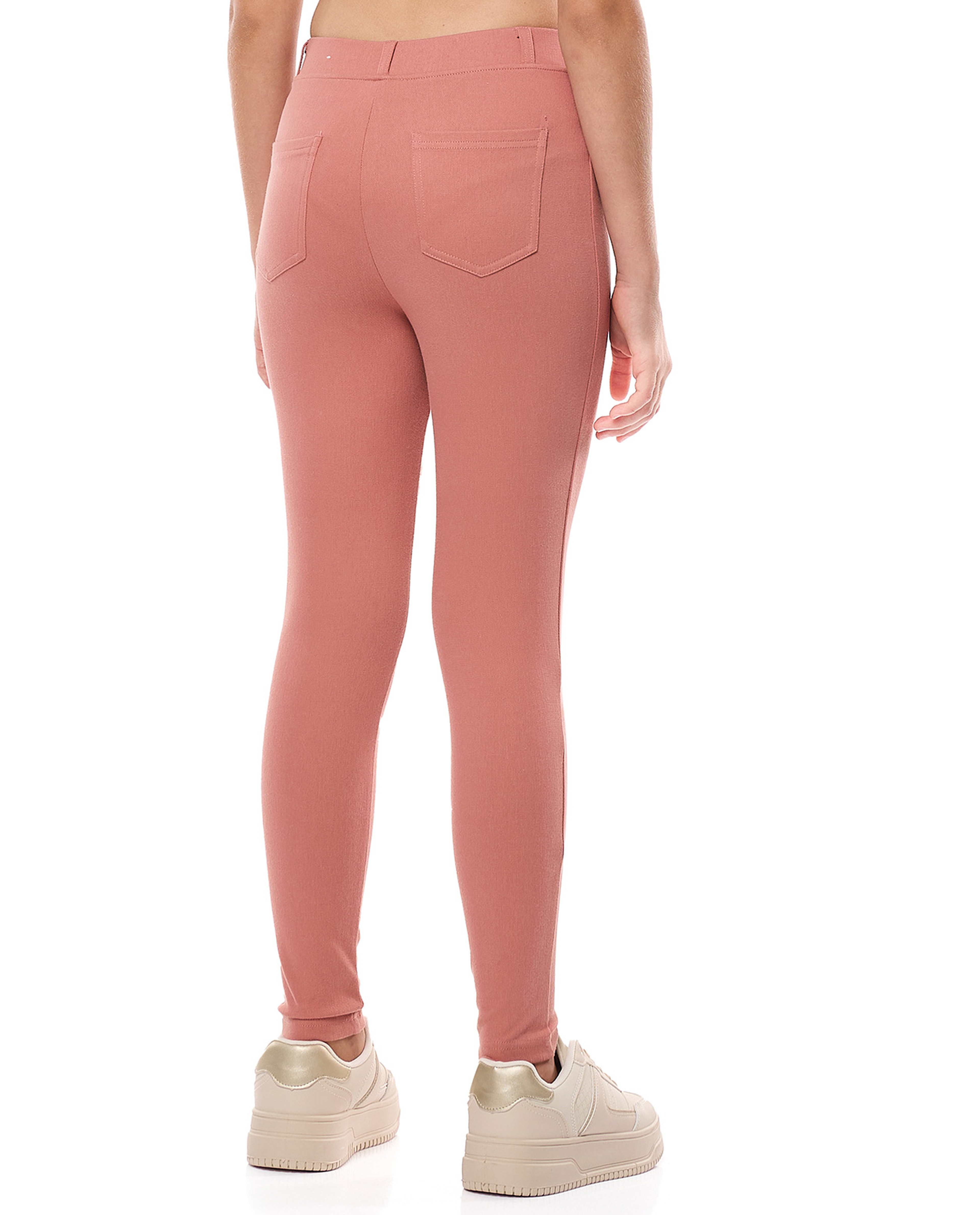 Solid Skinny Fit Jeggings with Elastic Waist