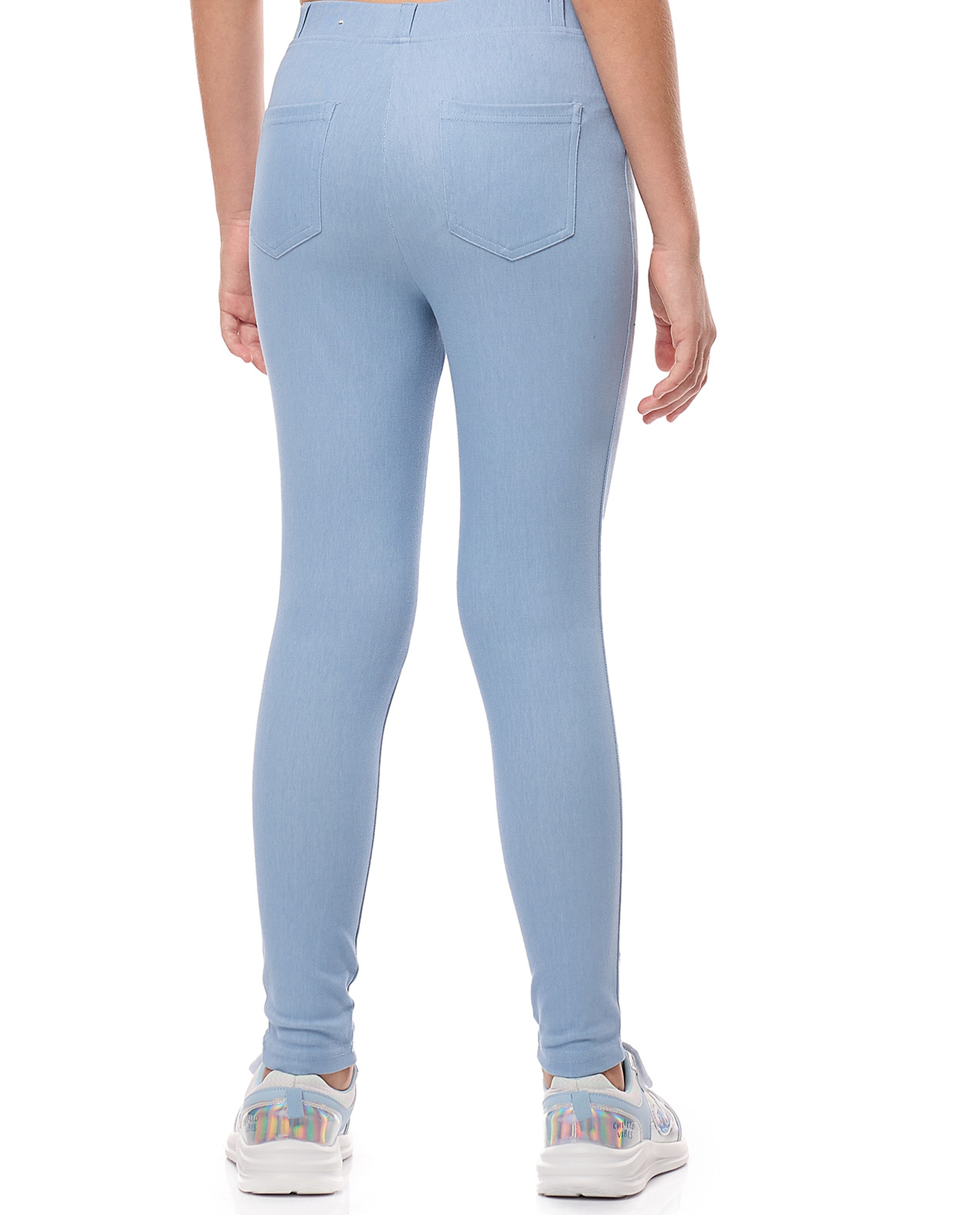 Solid Skinny Fit Jeggings with Elastic Waist