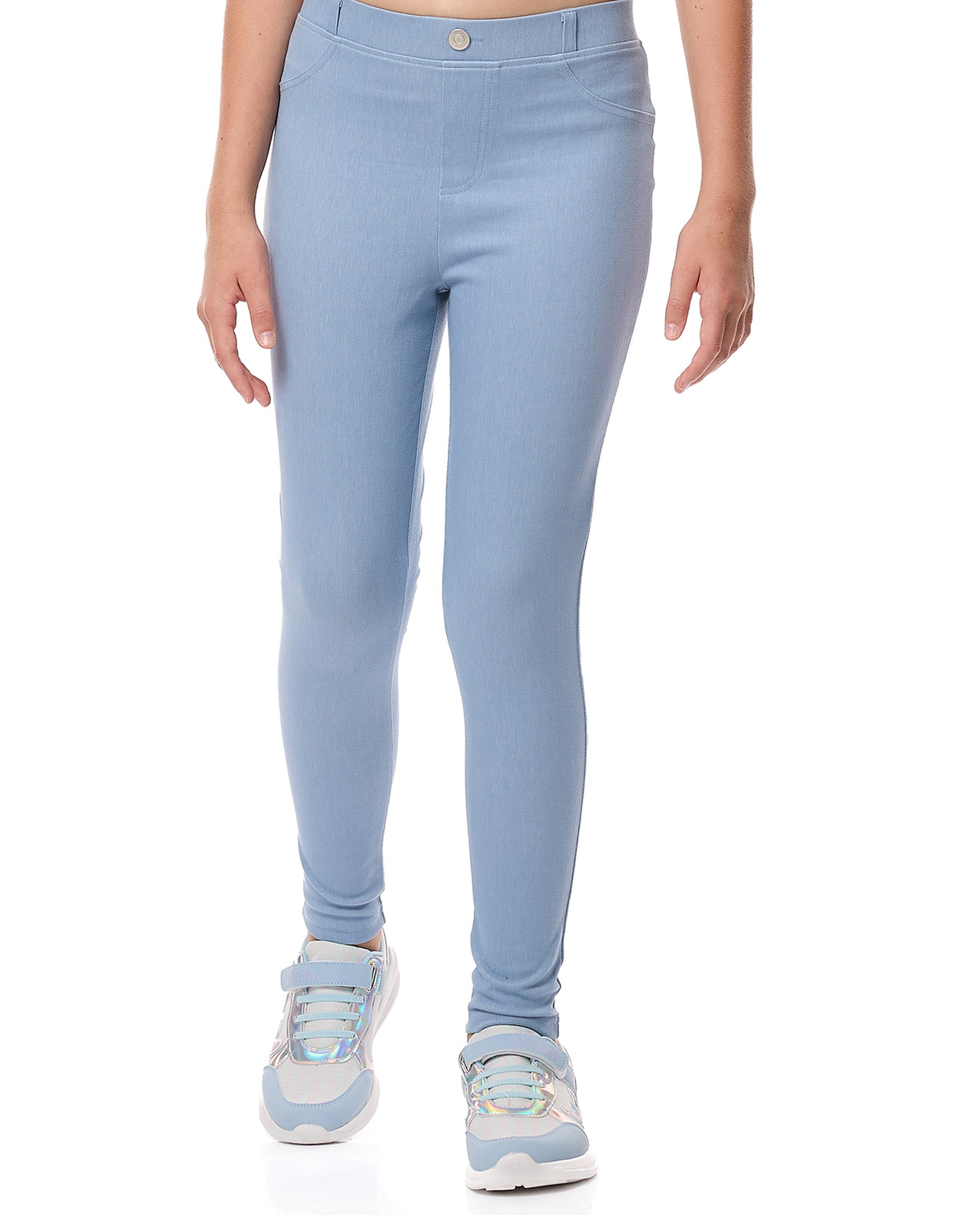 Solid Skinny Fit Jeggings with Elastic Waist