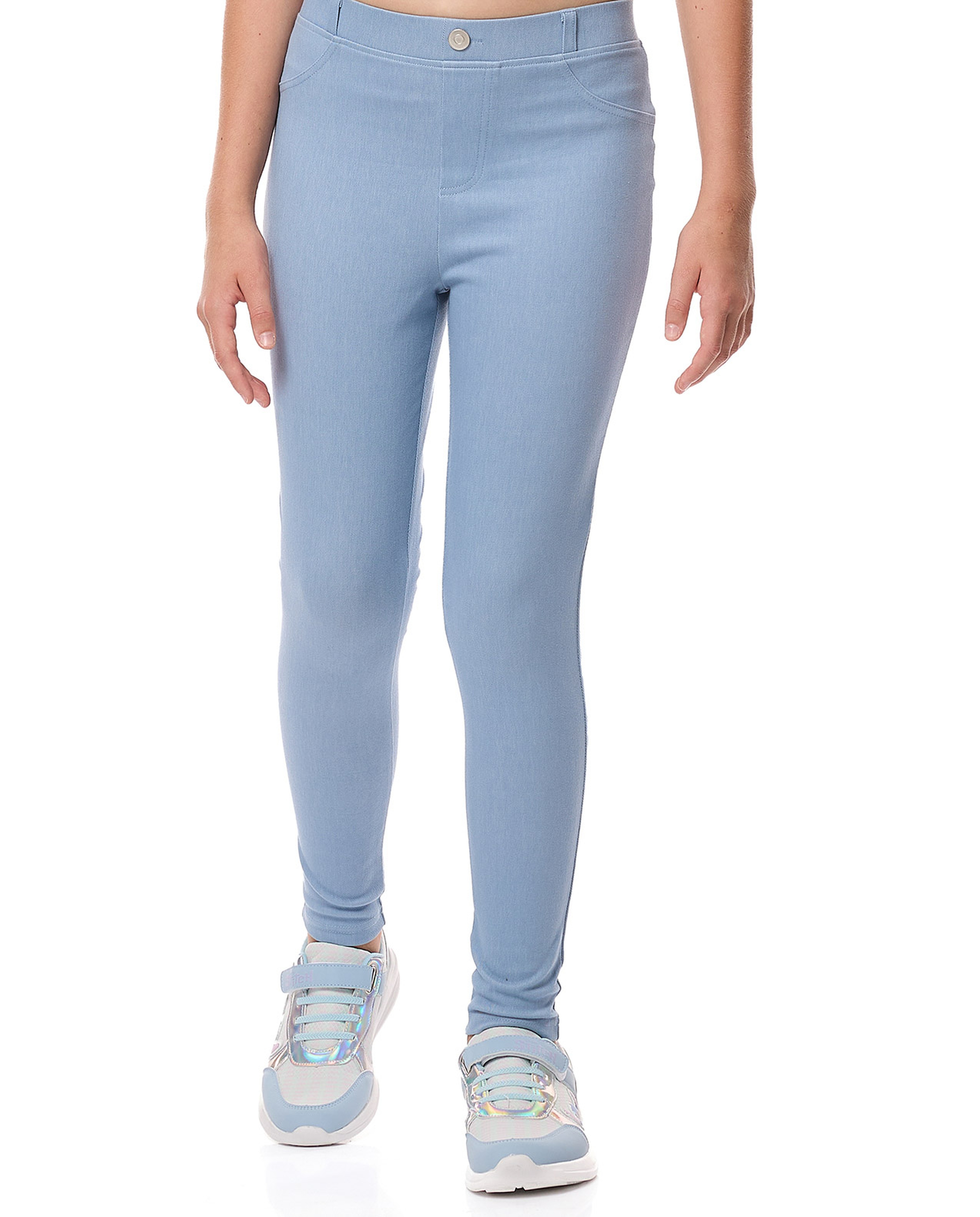 Solid Skinny Fit Jeggings with Elastic Waist