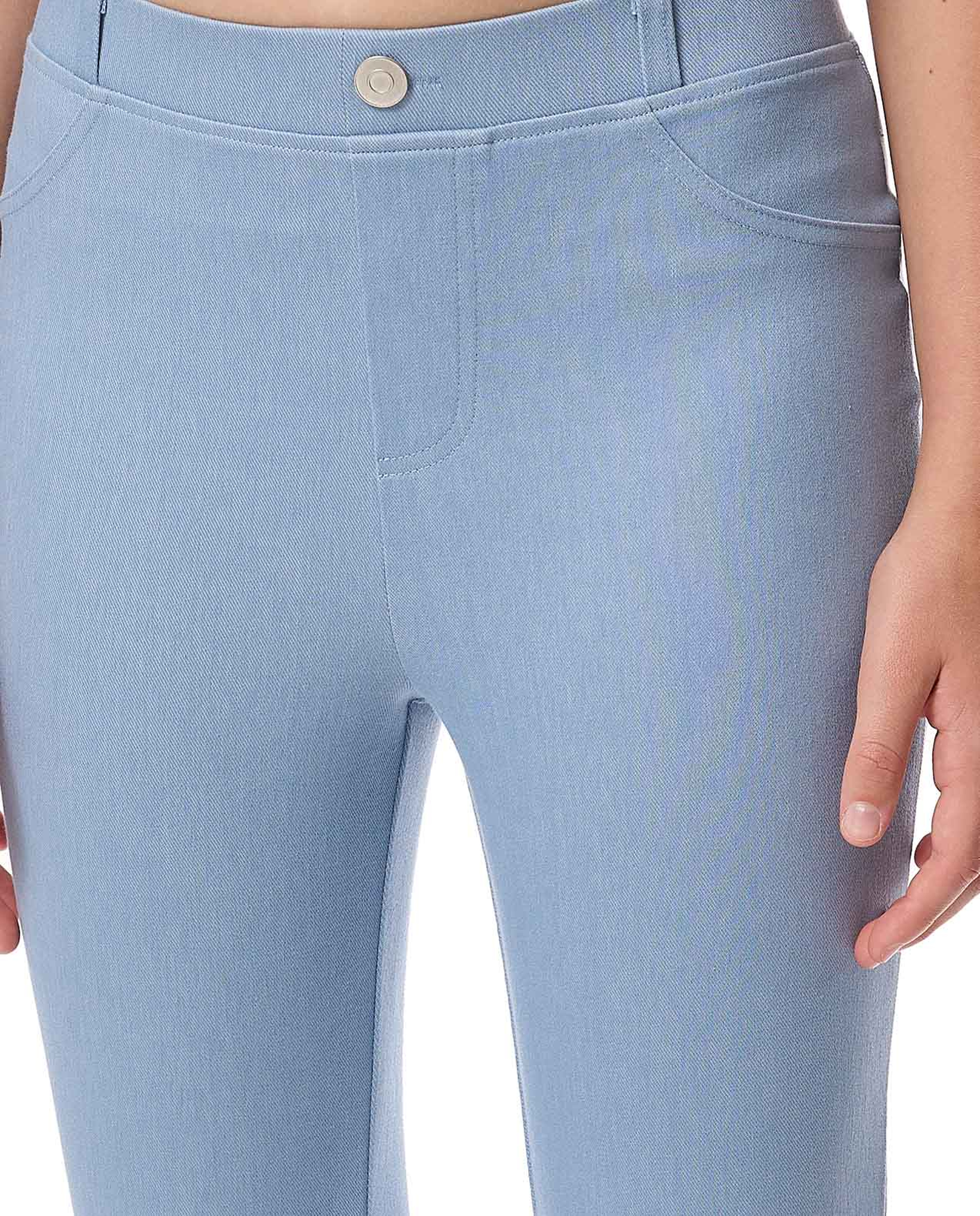 Solid Skinny Fit Jeggings with Elastic Waist