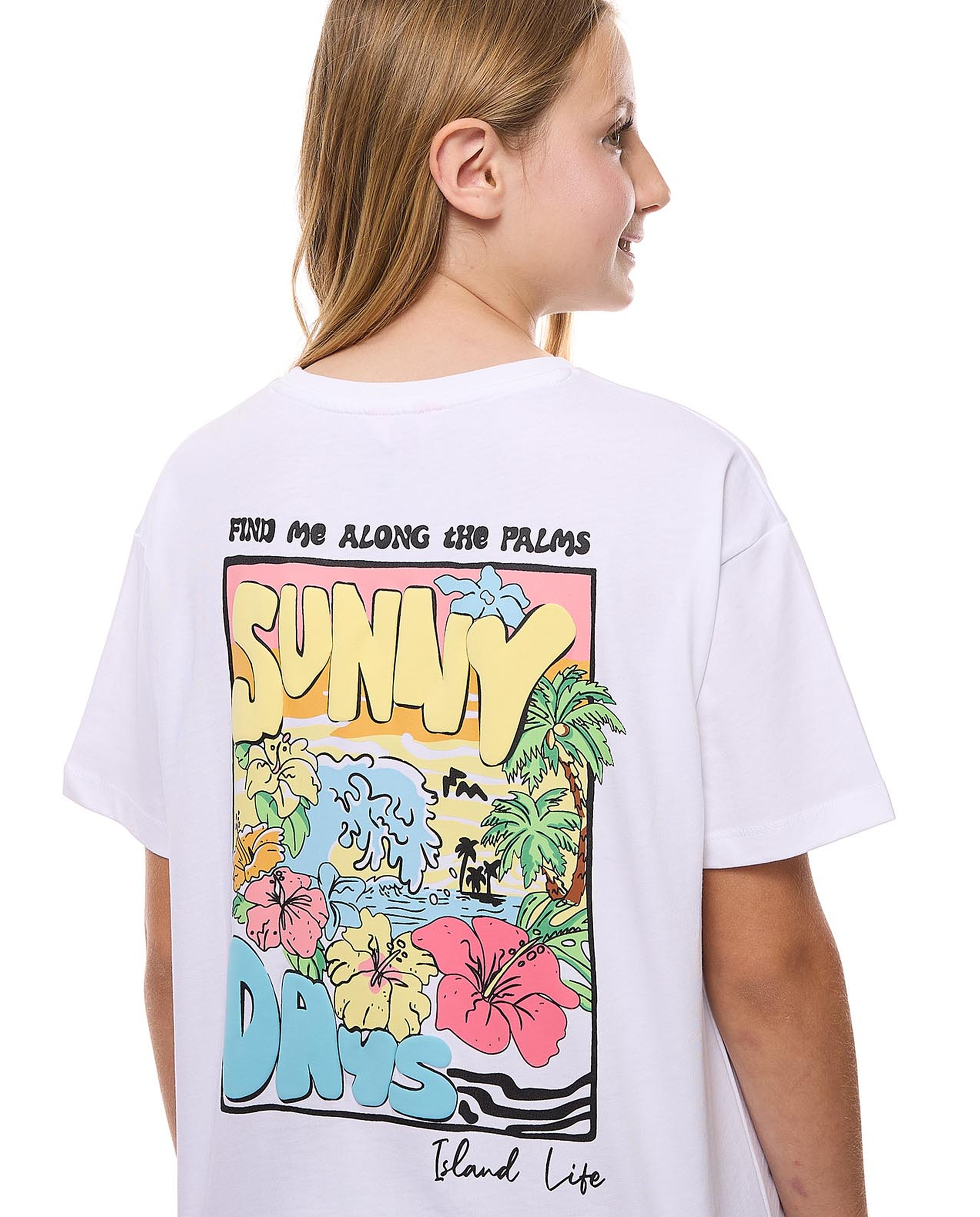 Back Printed T-Shirt with Crew Neck and Short Sleeves