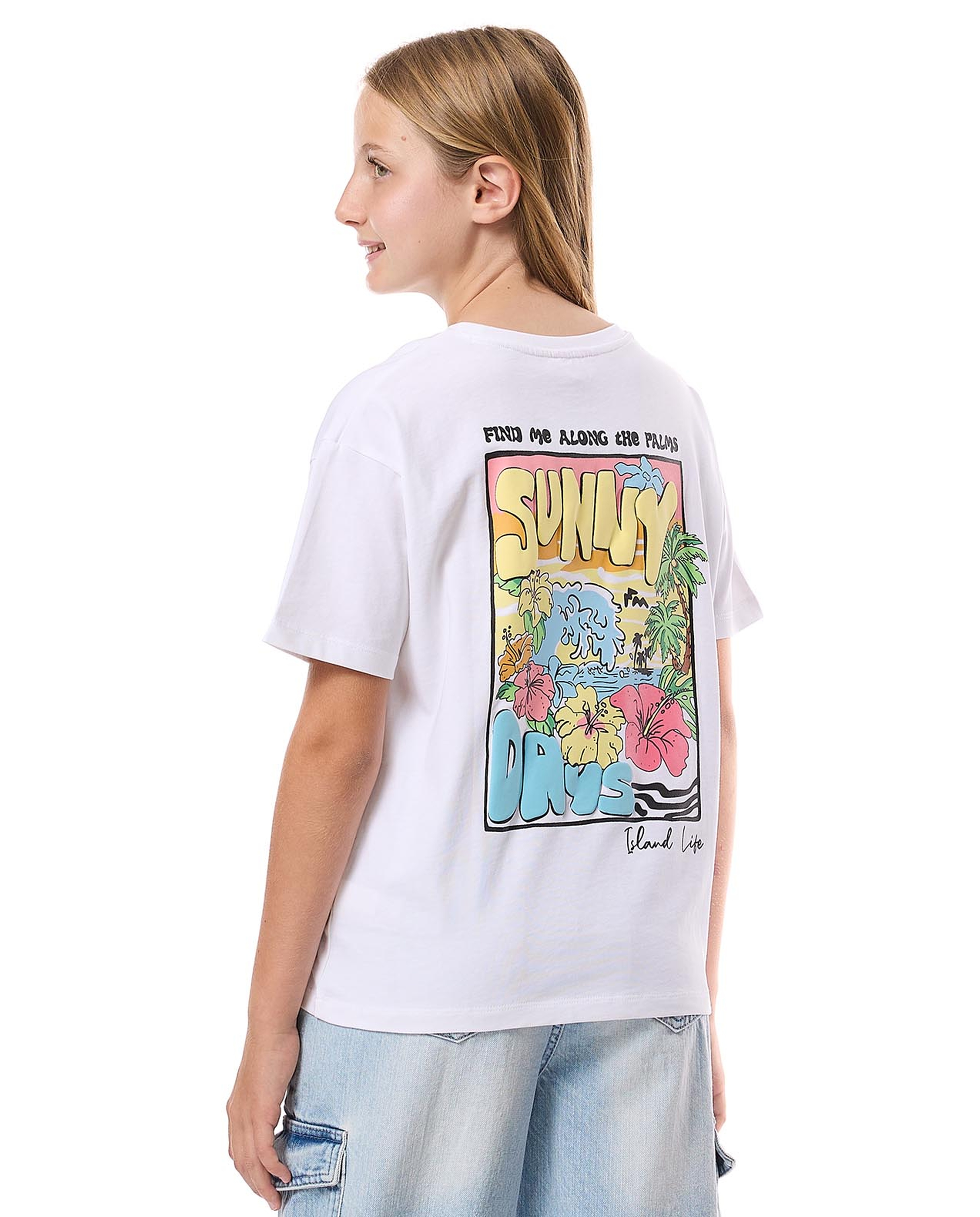 Back Printed T-Shirt with Crew Neck and Short Sleeves