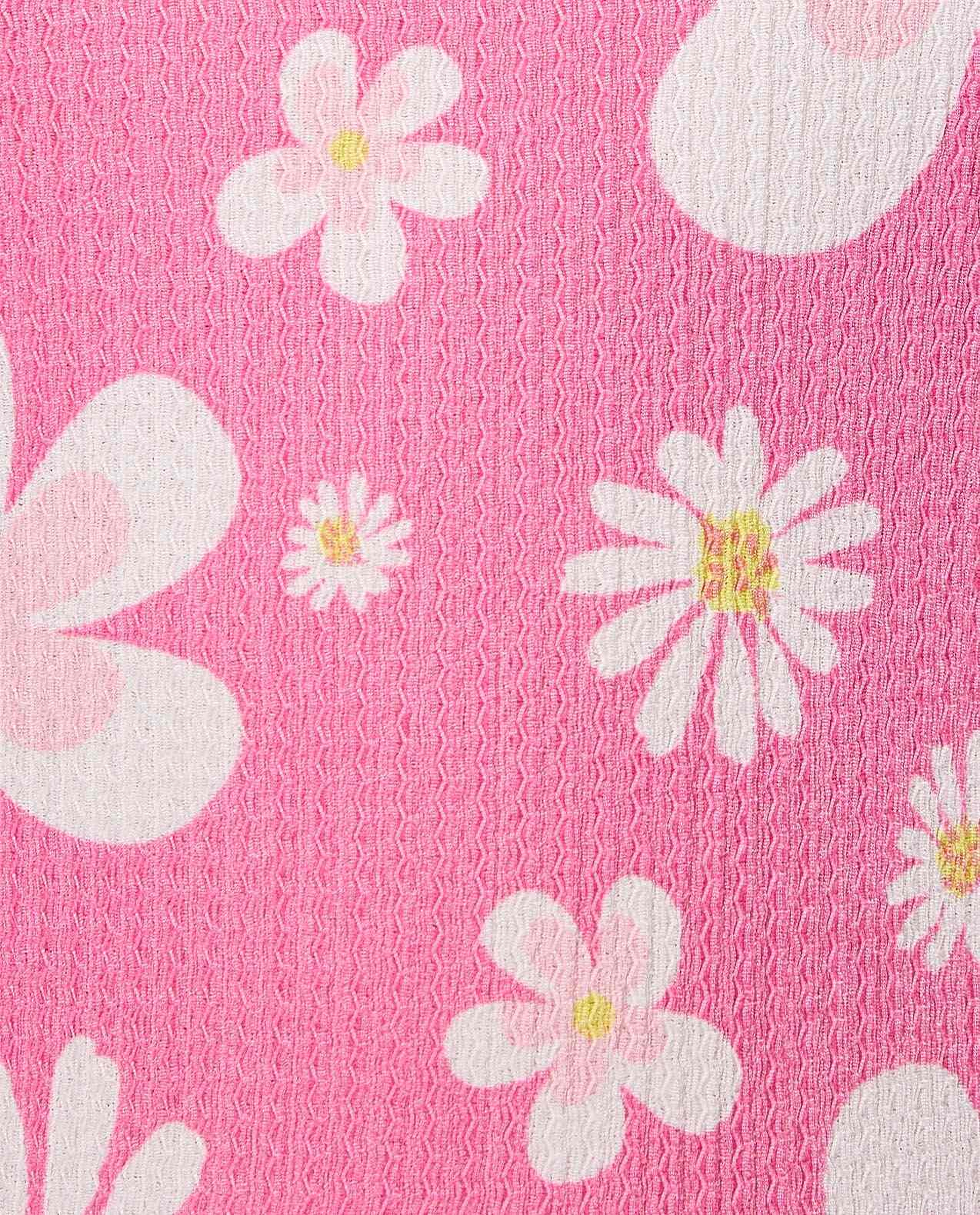 Patterned Tiered Dress with Crew Neck and Short Sleeves