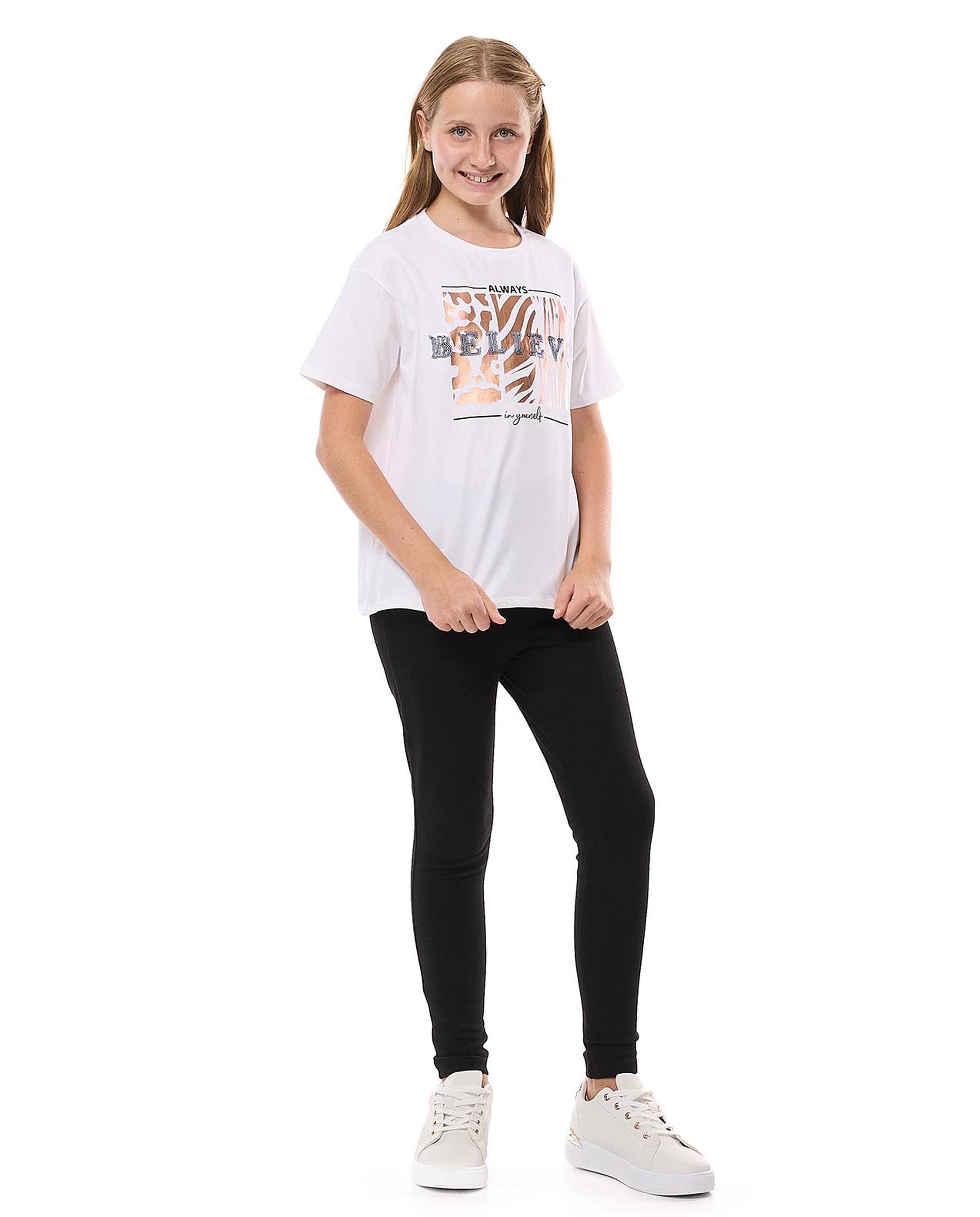 Sequined T-Shirt with Crew Neck and Short Sleeves