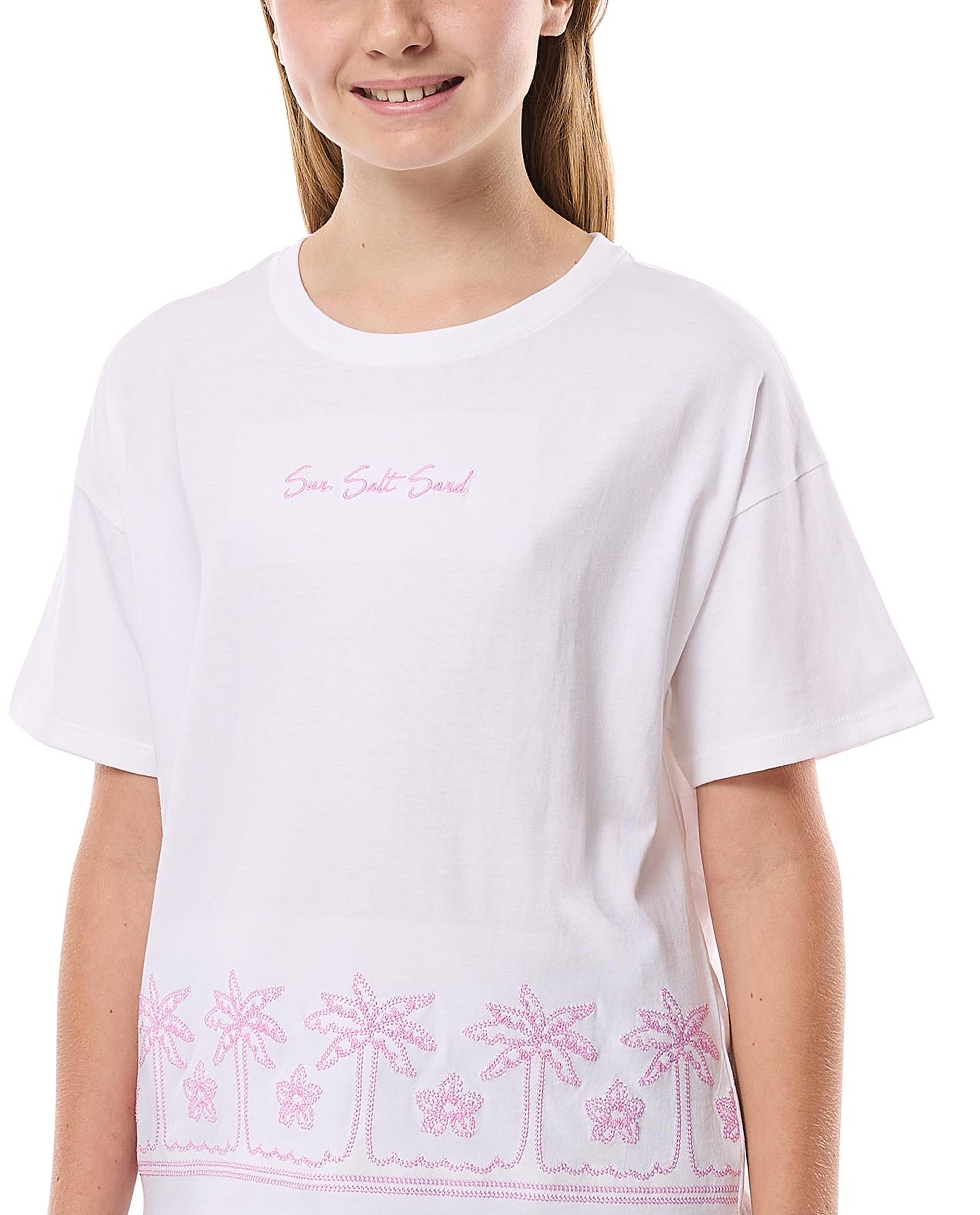 Embroidered T-Shirt with Crew Neck and Short Sleeves