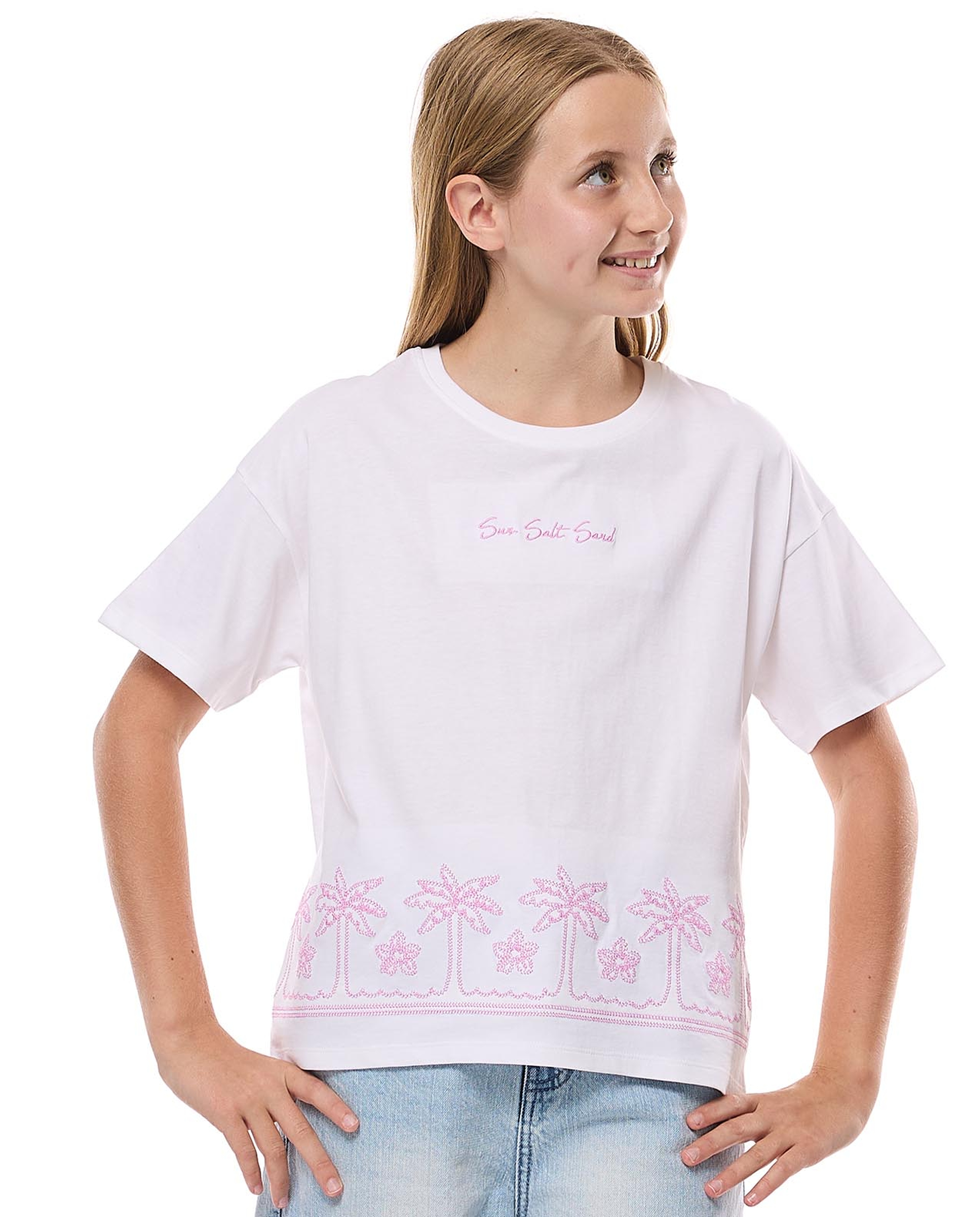Embroidered T-Shirt with Crew Neck and Short Sleeves