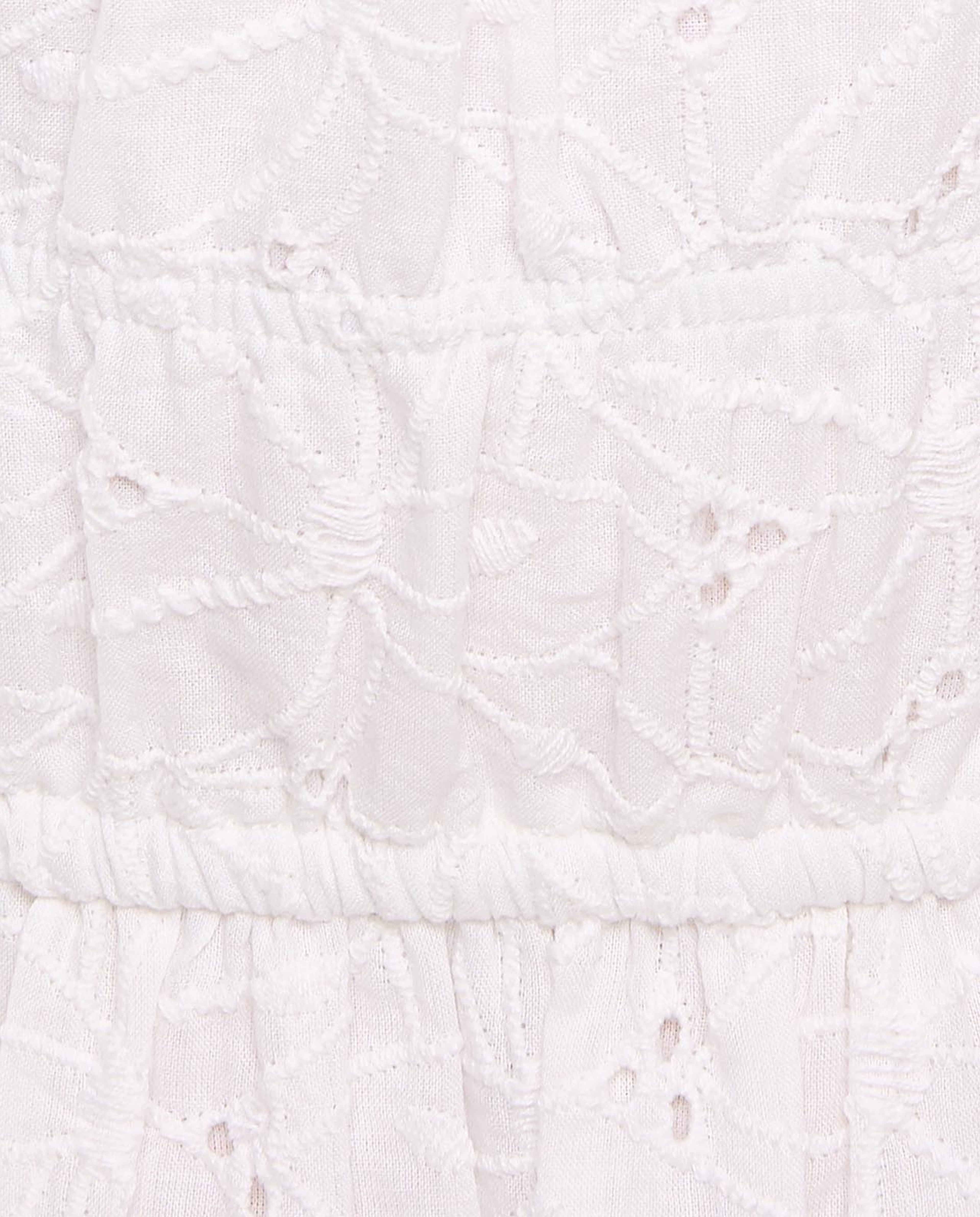 Schiffli Dress with Square Neck and Puff Sleeves