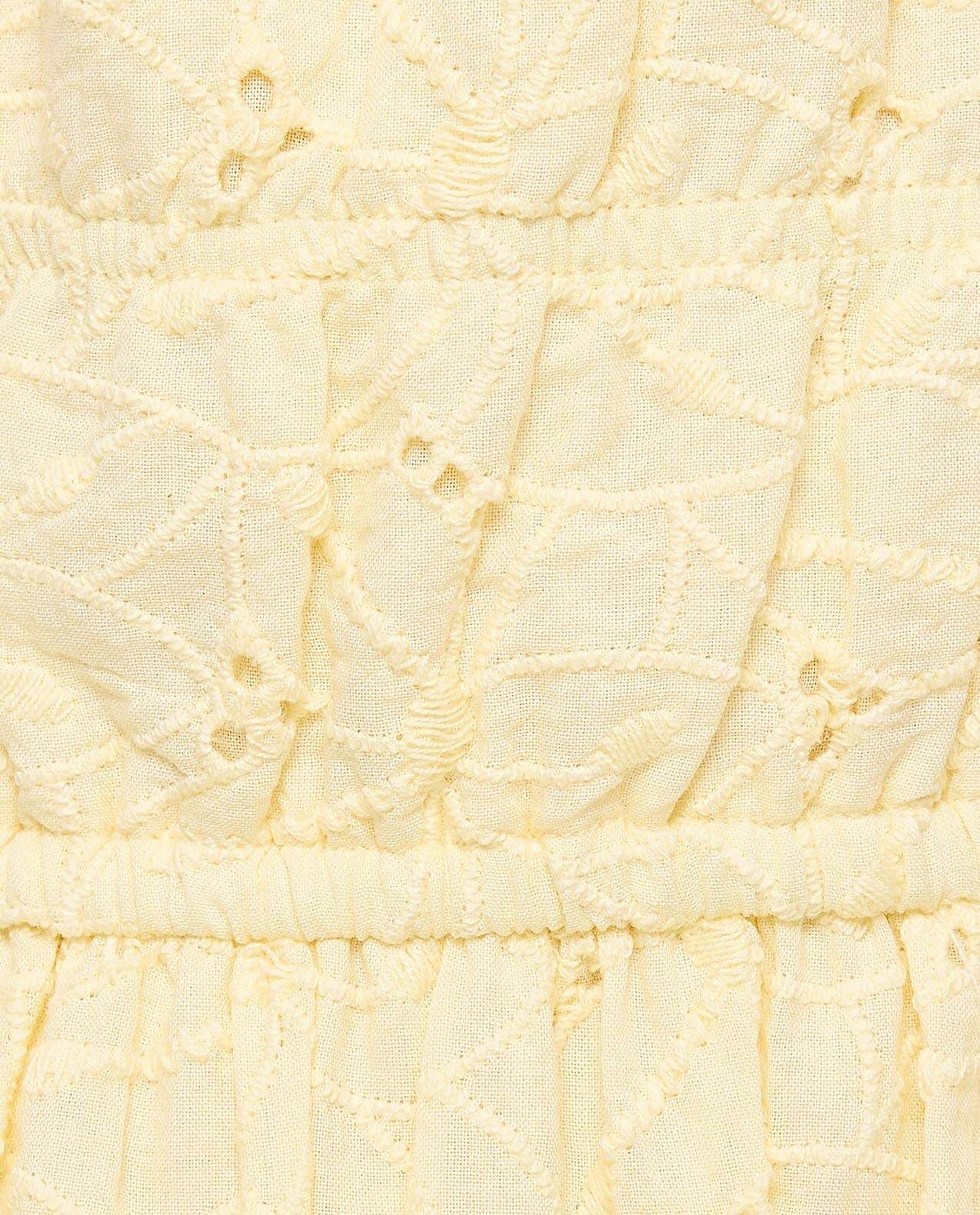 Schiffli Dress with Square Neck and Puff Sleeves