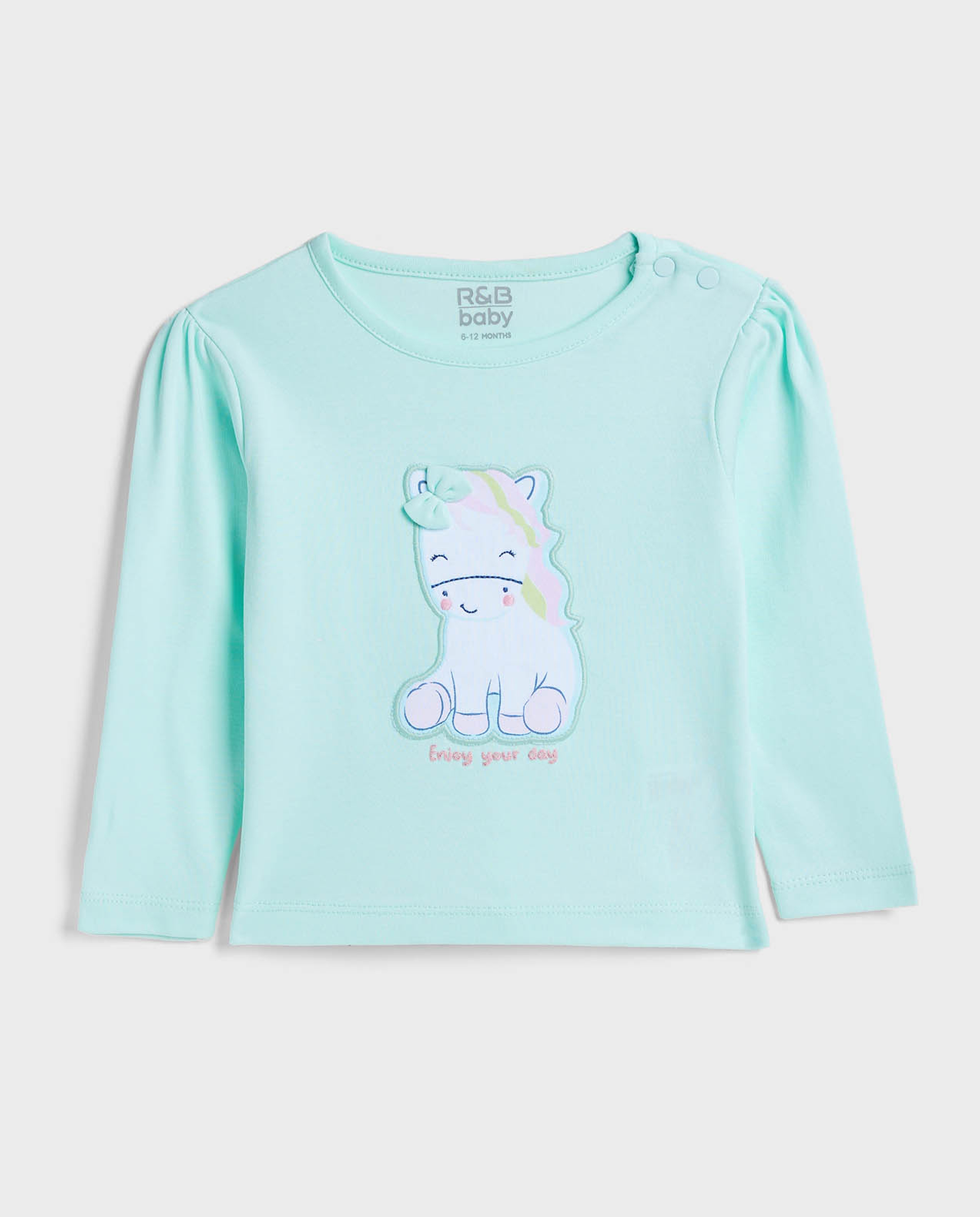 Appliqued Top and Printed Pant Set with Headband