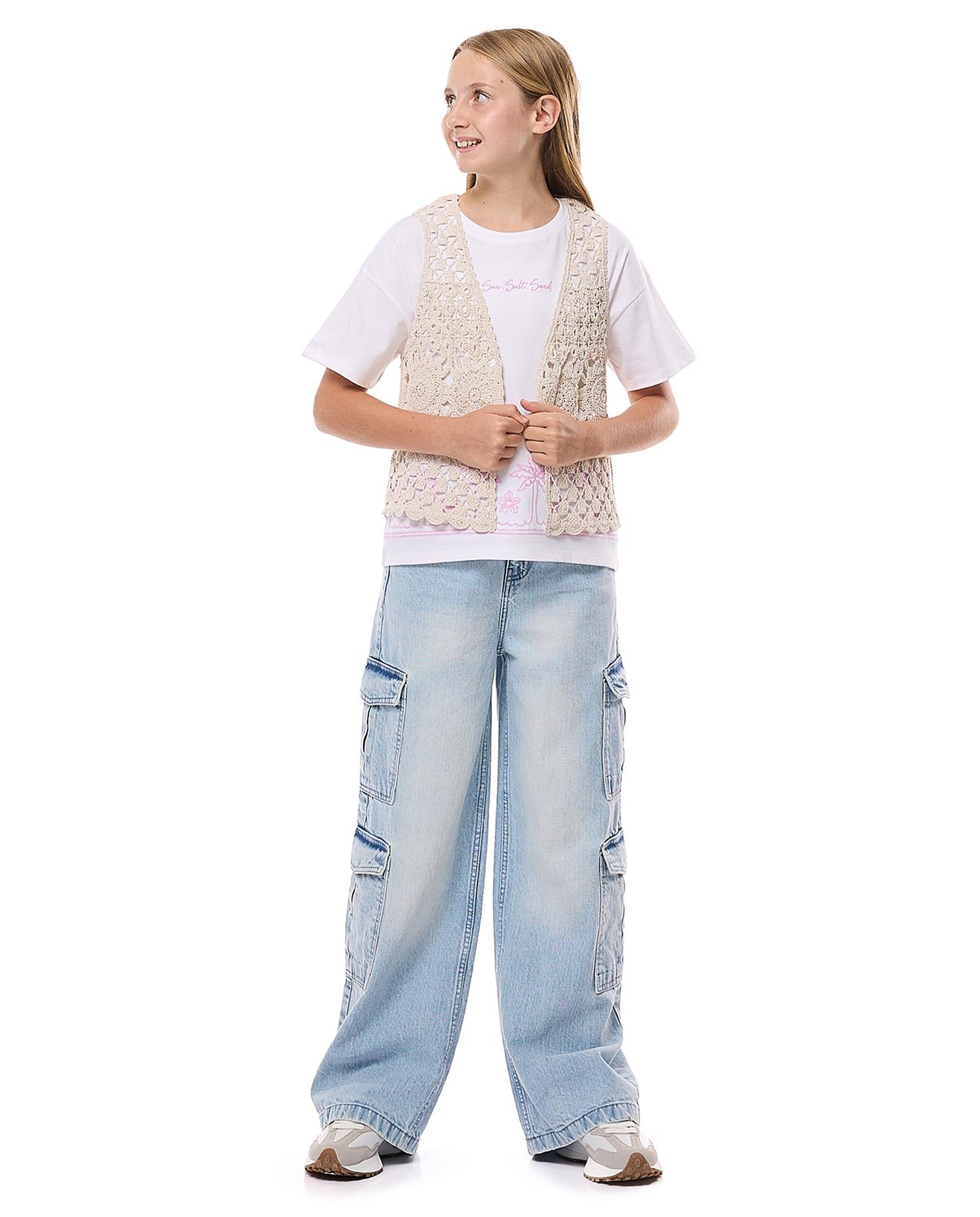 Crochet Sleeveless Open Jacket