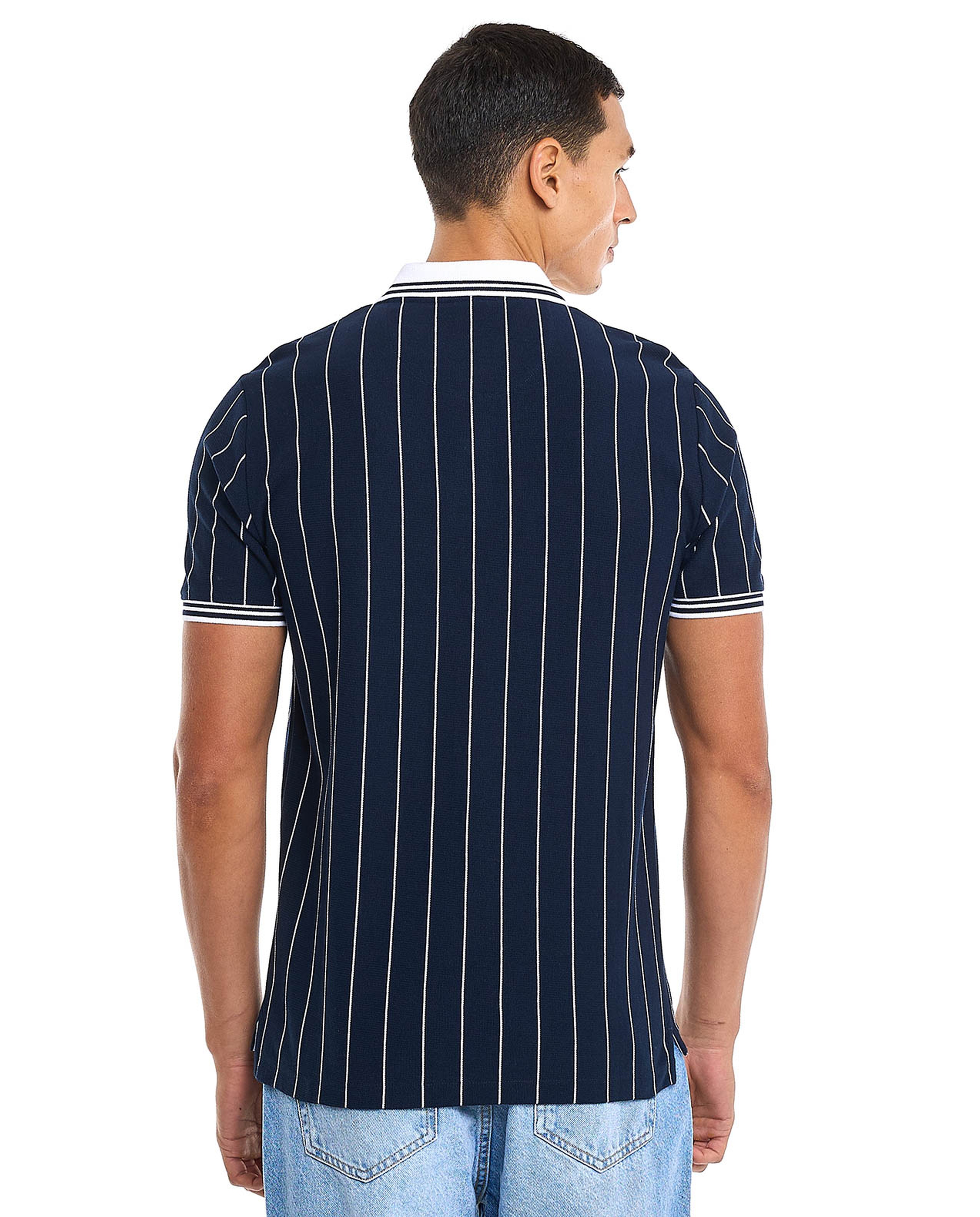 Striped Polo T-Shirt with Short Sleeves