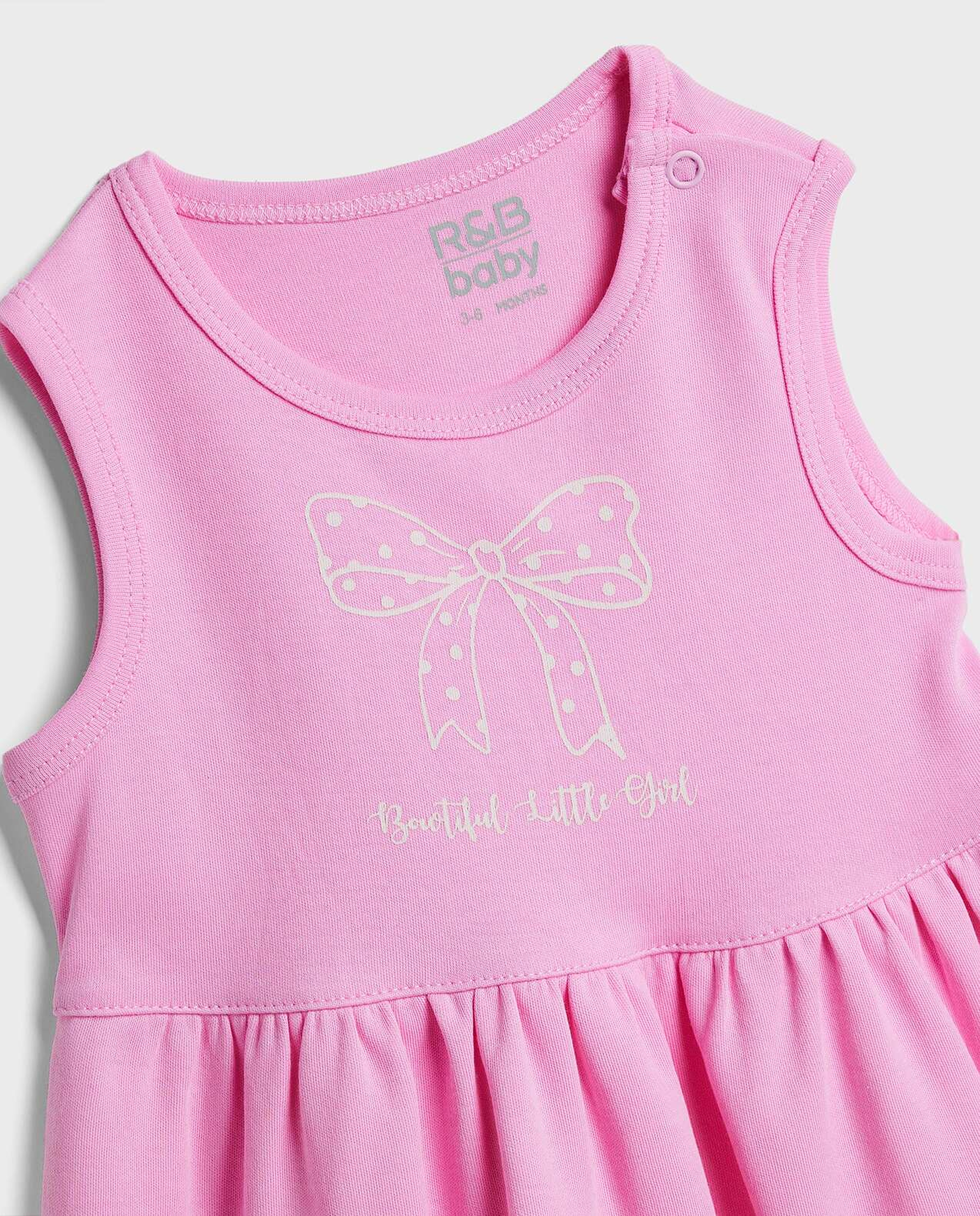 2 Pack Printed Sleeveless Dresses with Round Neck