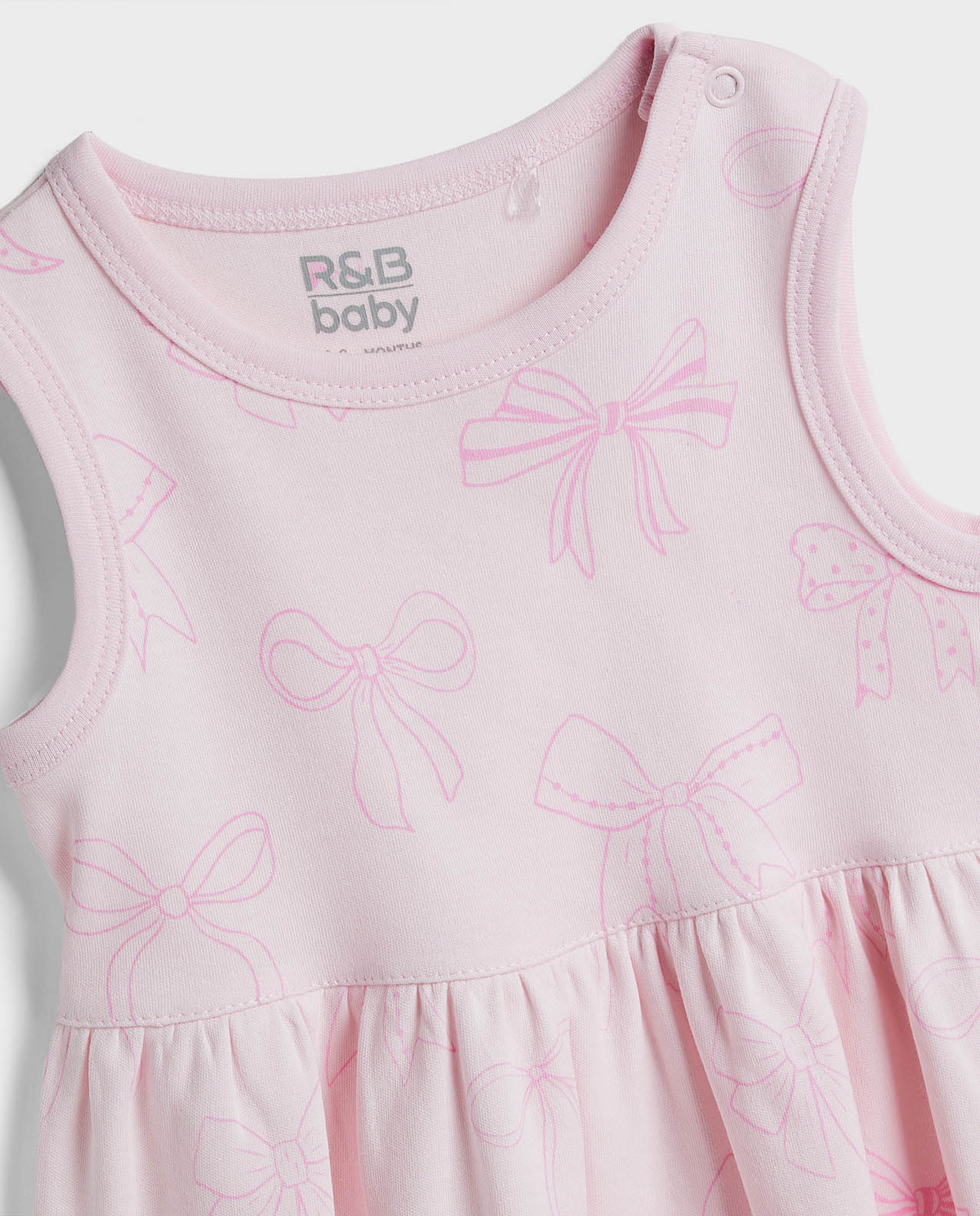 2 Pack Printed Sleeveless Dresses with Round Neck