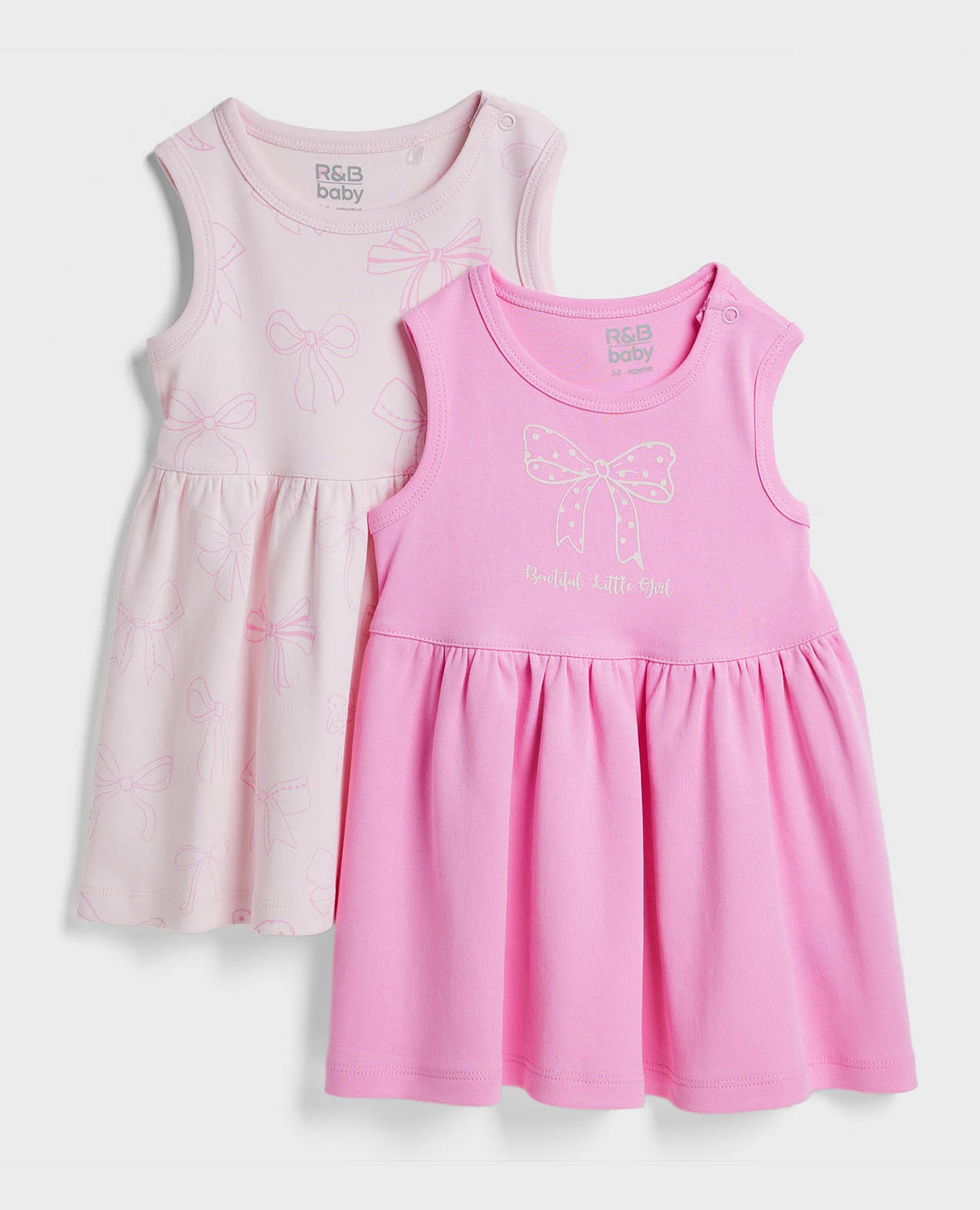 2 Pack Printed Sleeveless Dresses with Round Neck