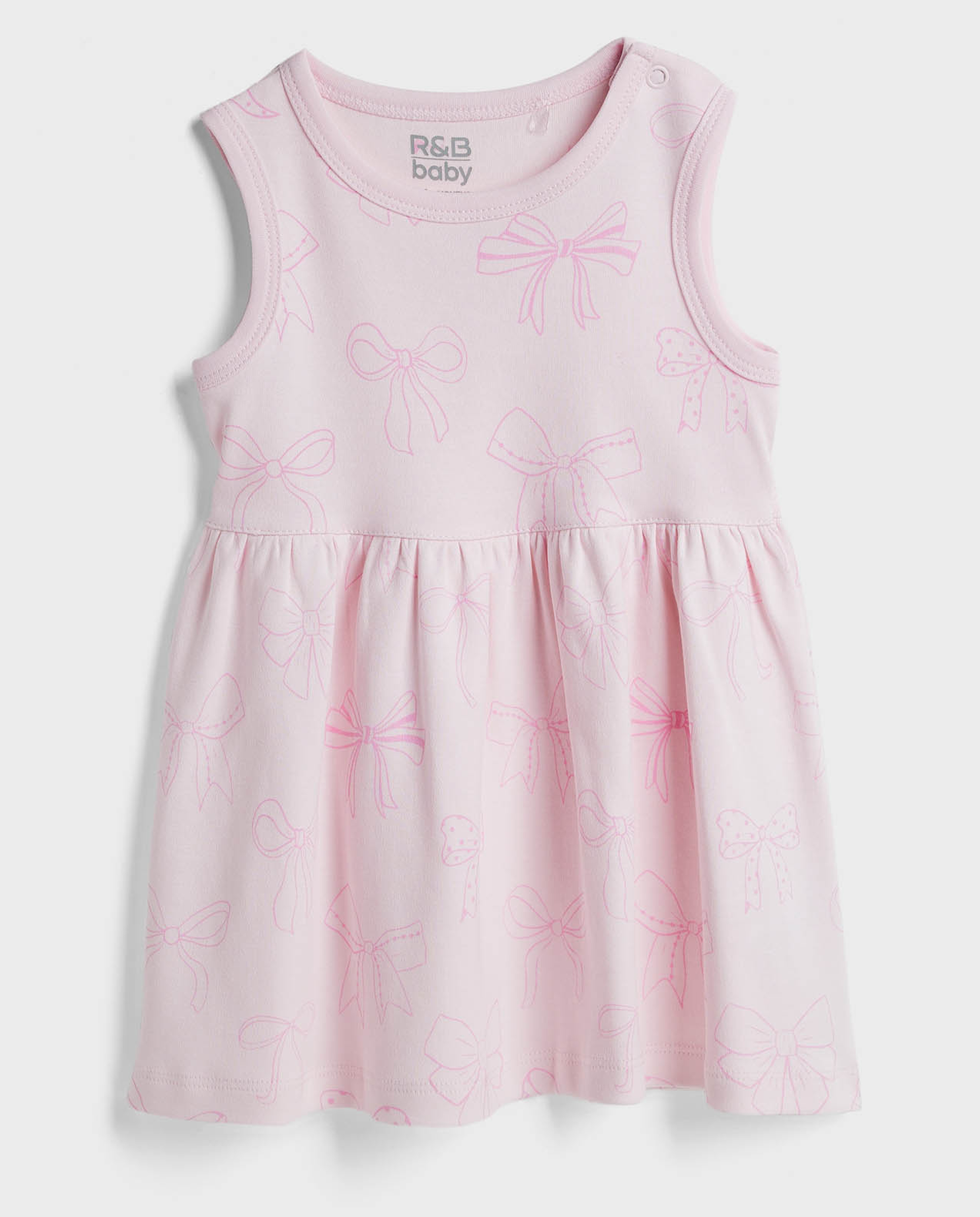 2 Pack Printed Sleeveless Dresses with Round Neck