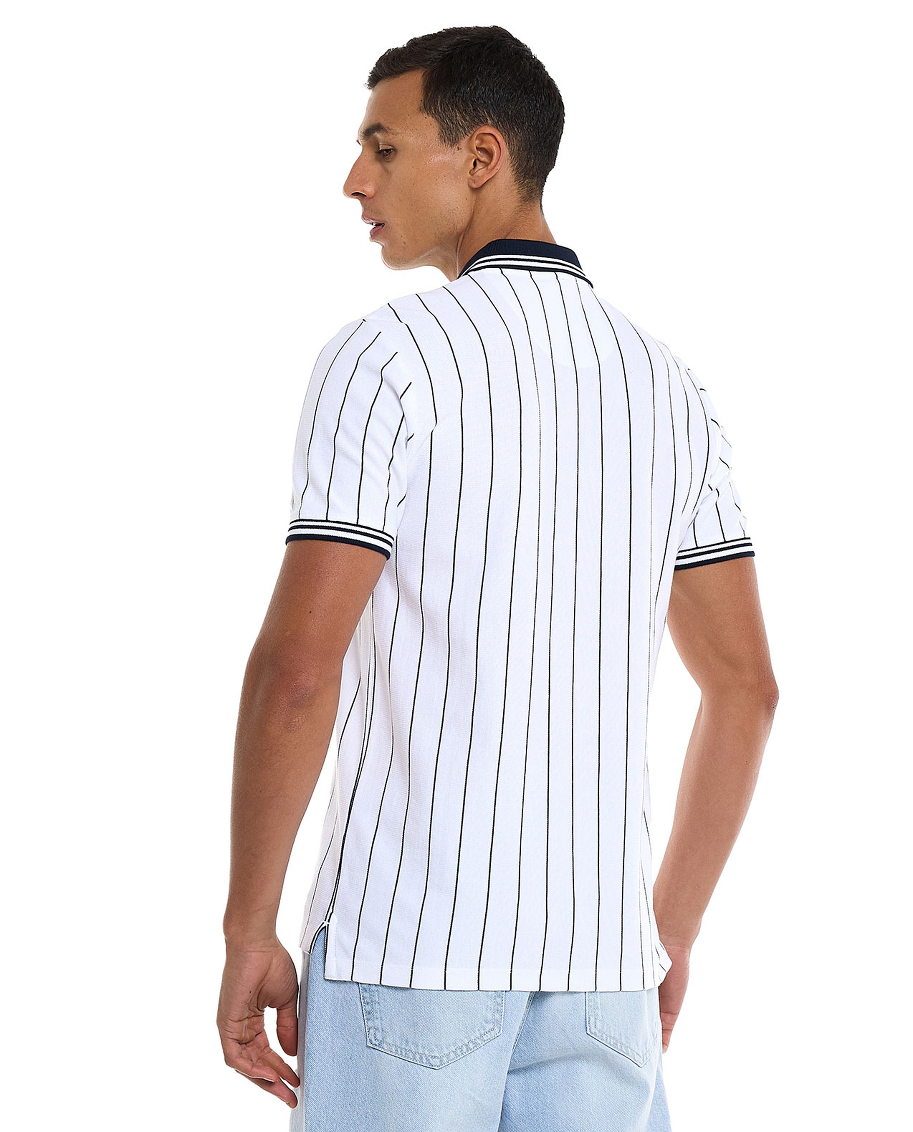 Striped Polo T-Shirt with Short Sleeves