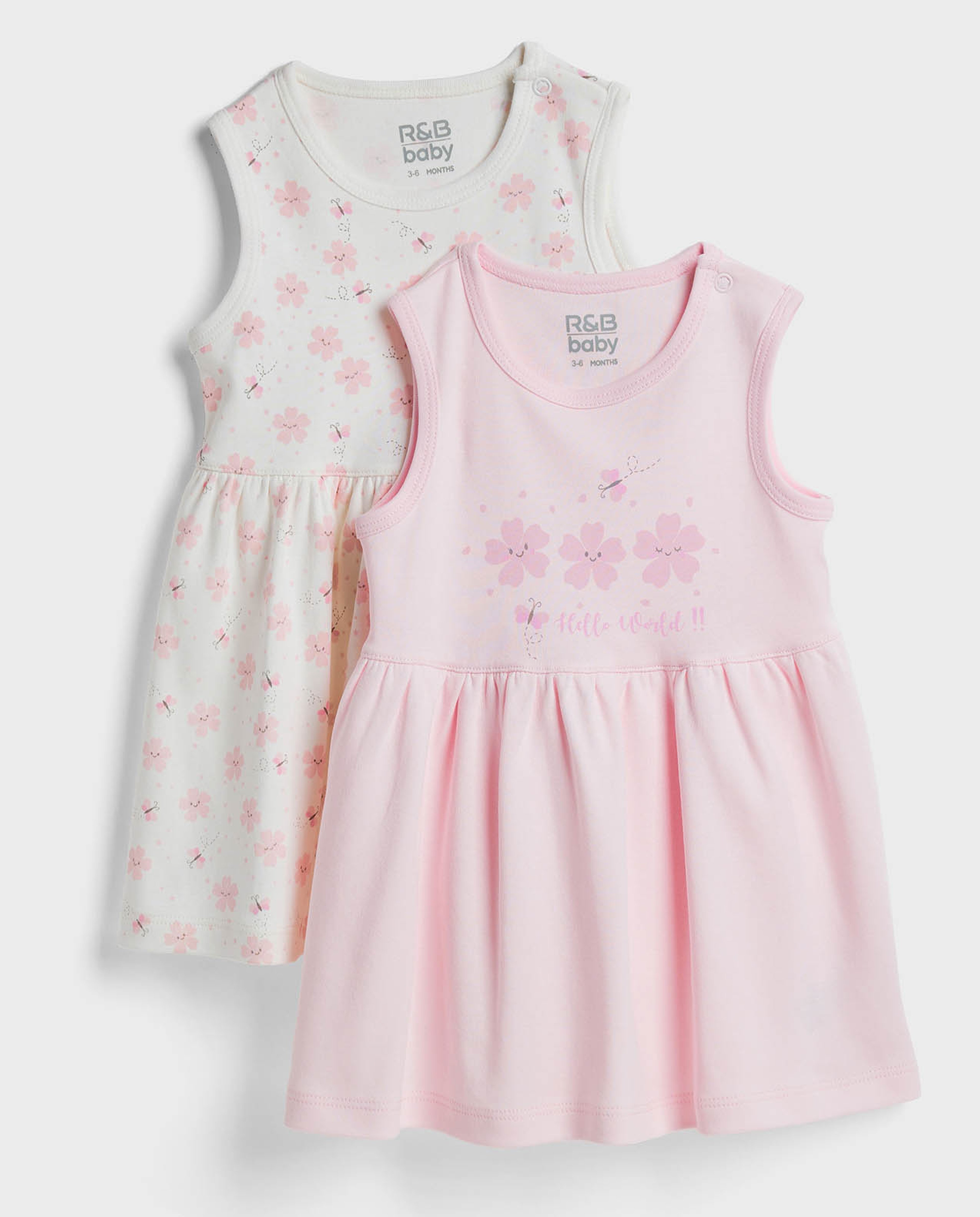 2 Pack Printed Sleeveless Dresses with Round Neck