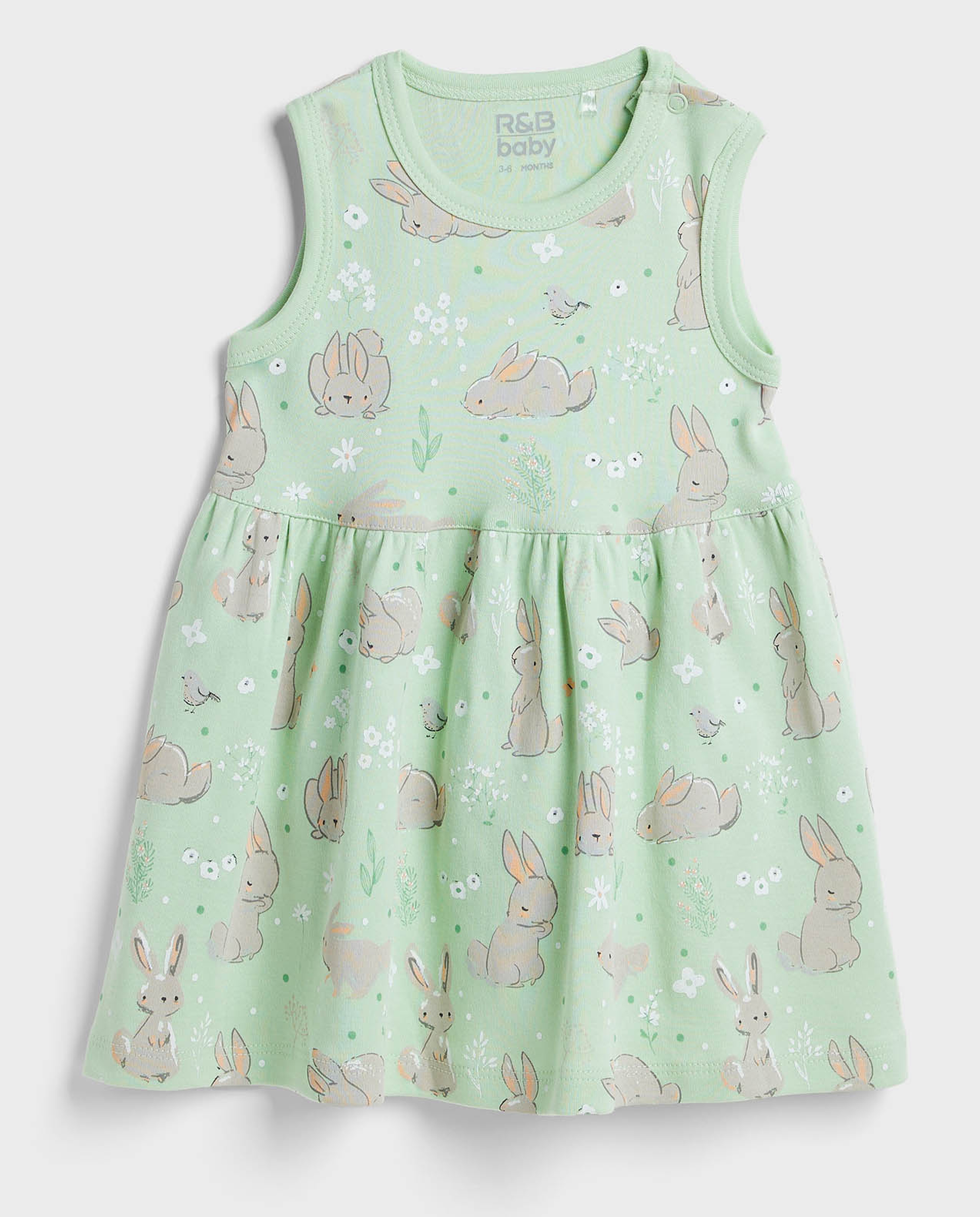 2 Pack Printed Sleeveless Dresses with Round Neck