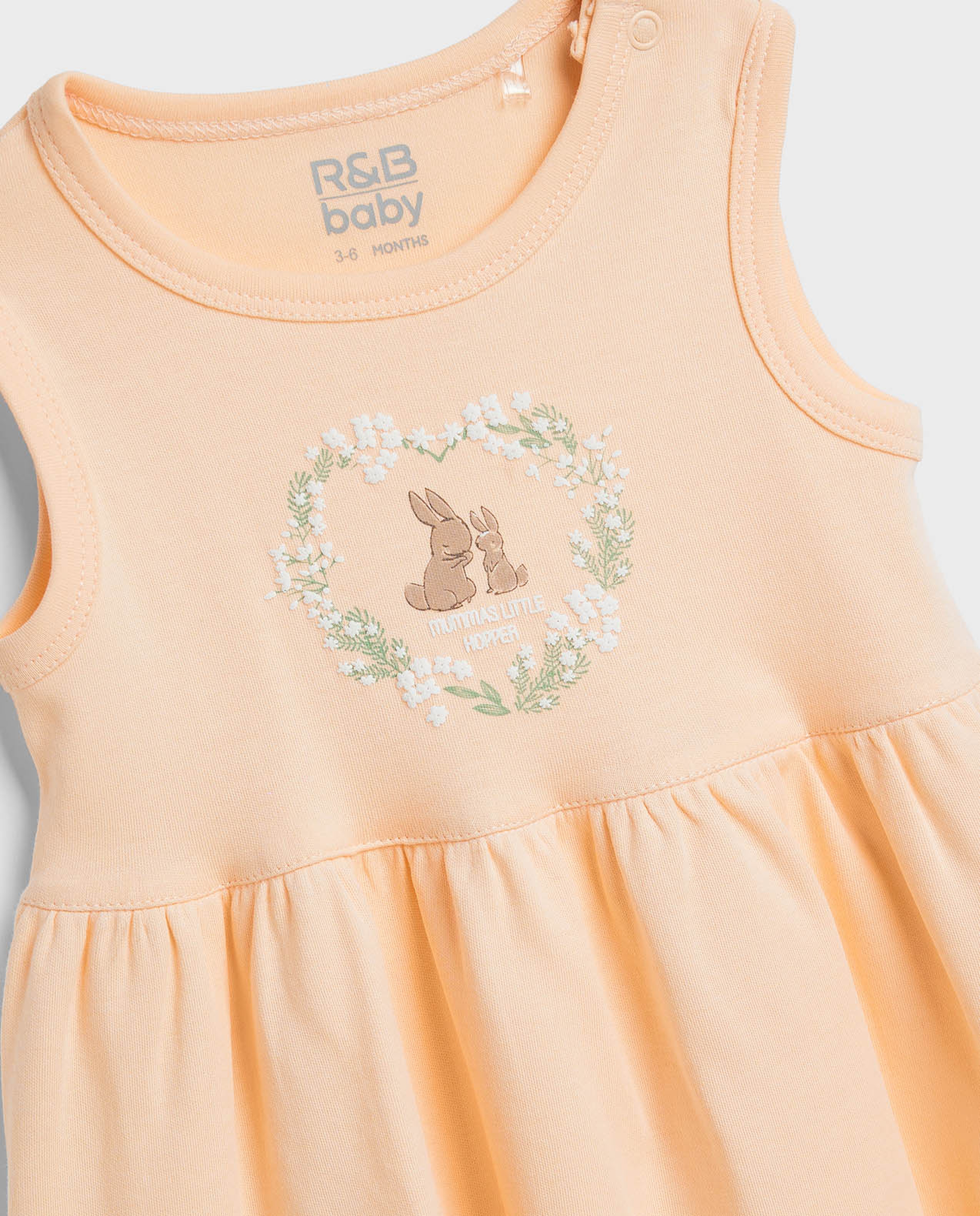 2 Pack Printed Sleeveless Dresses with Round Neck