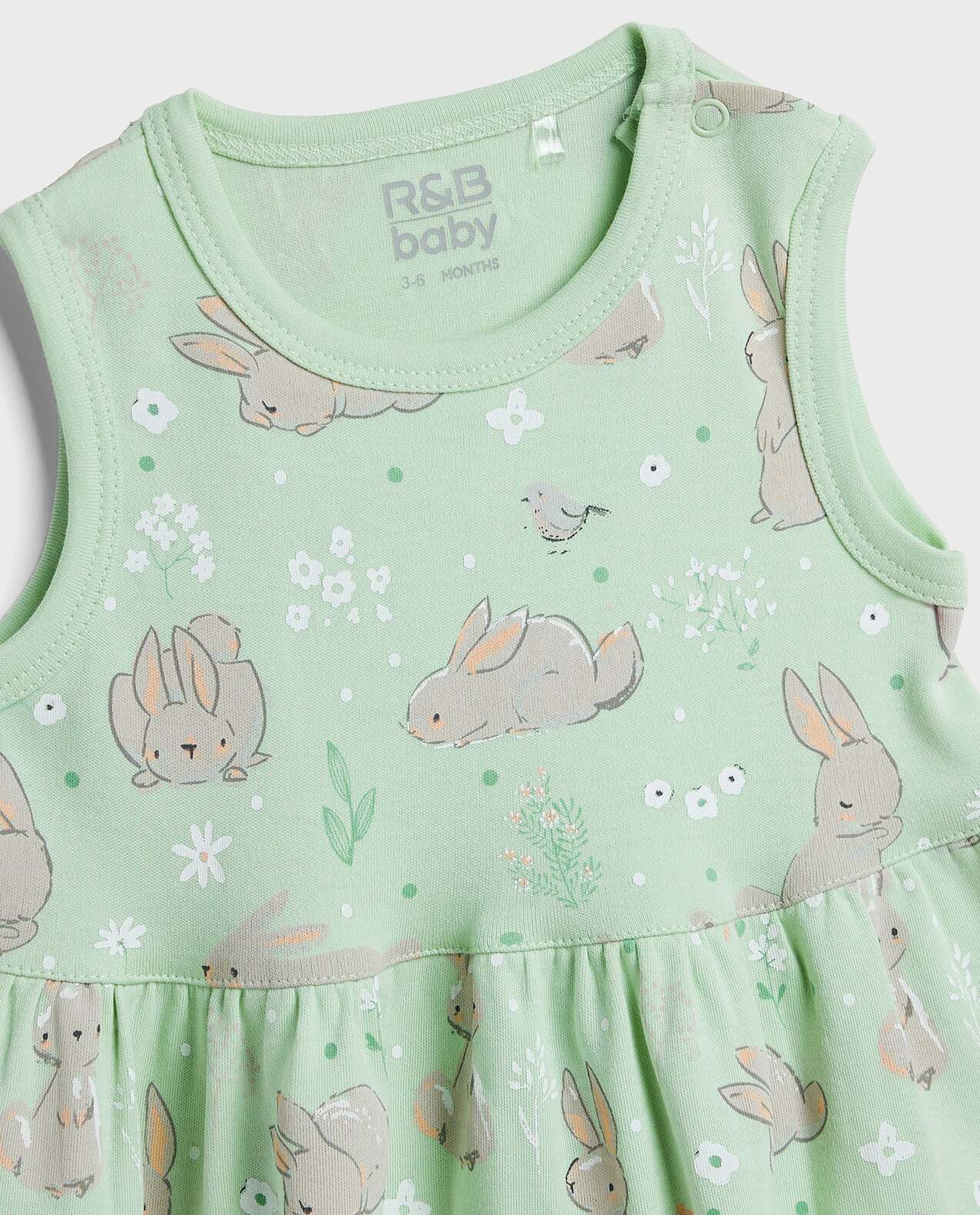 2 Pack Printed Sleeveless Dresses with Round Neck