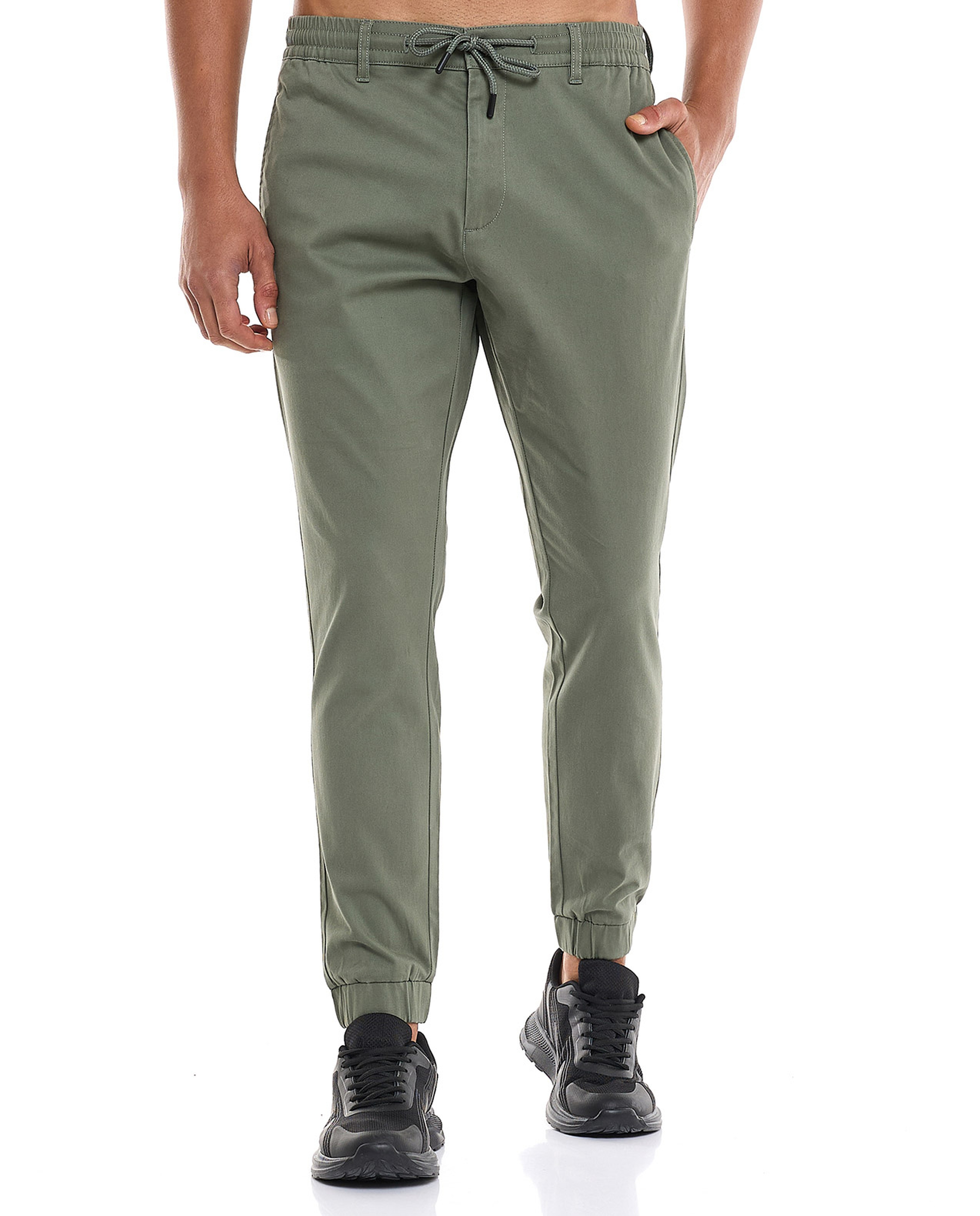 Solid Jogger Pants with Drawstring Waist