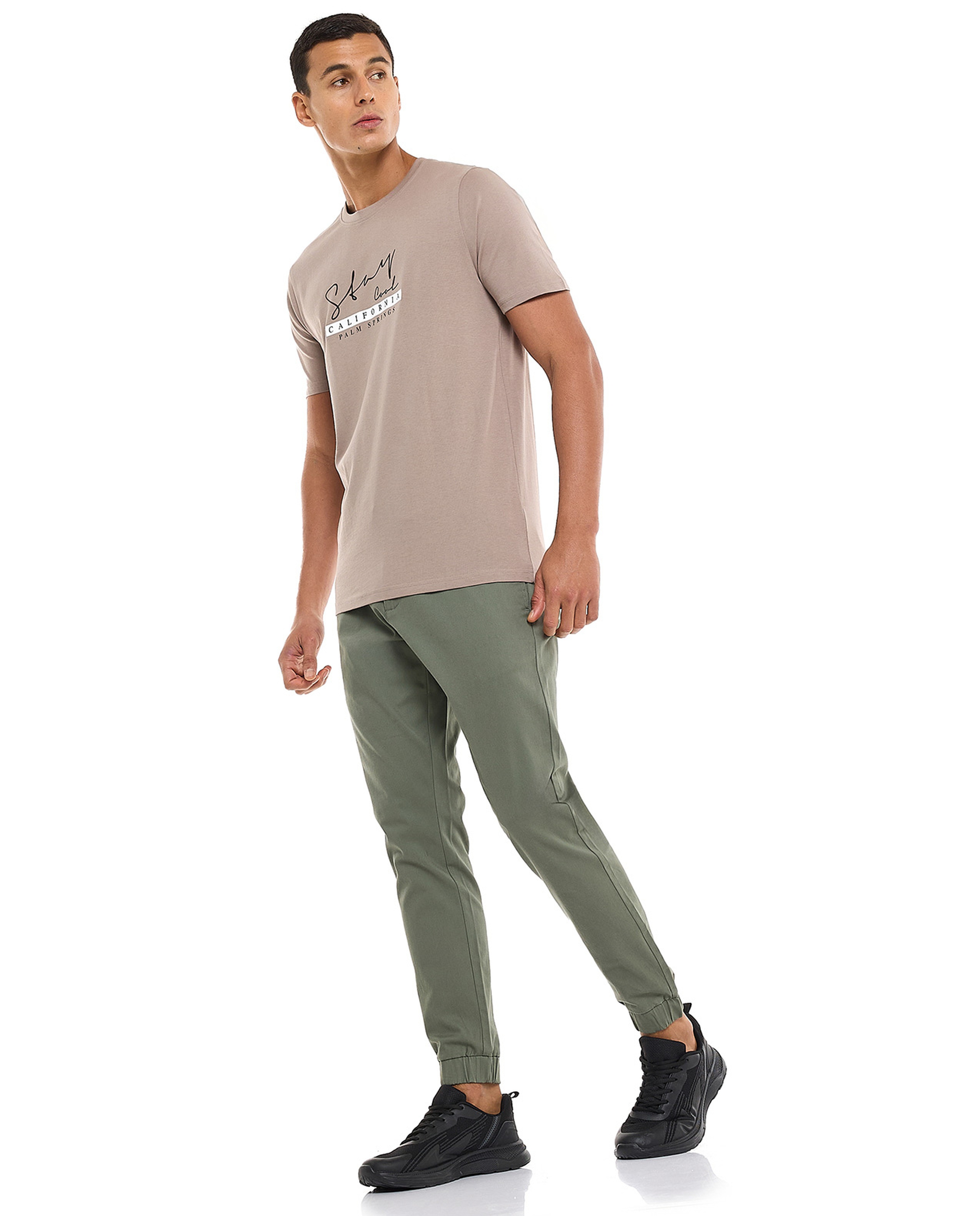 Solid Jogger Pants with Drawstring Waist