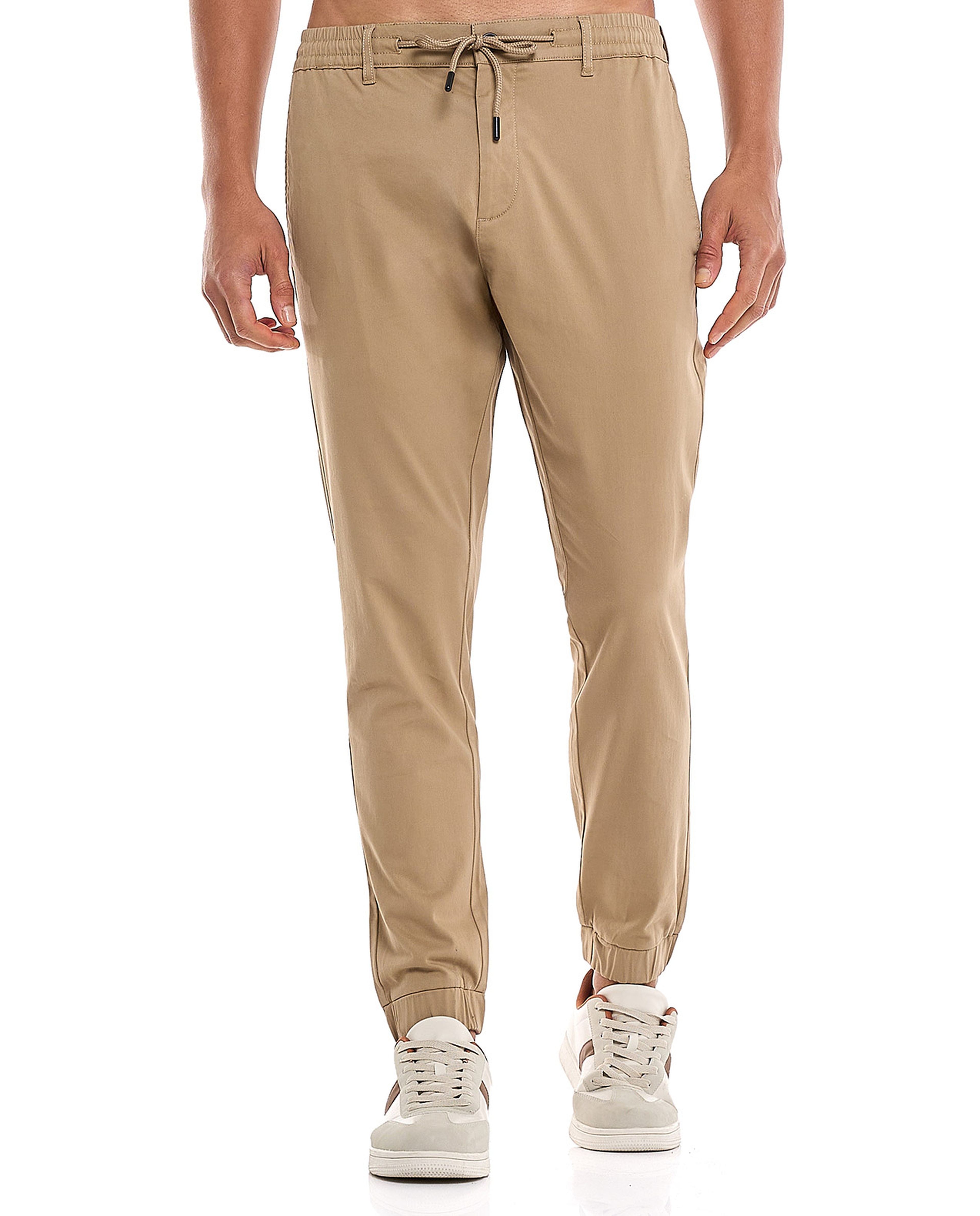 Solid Jogger Pants with Drawstring Waist