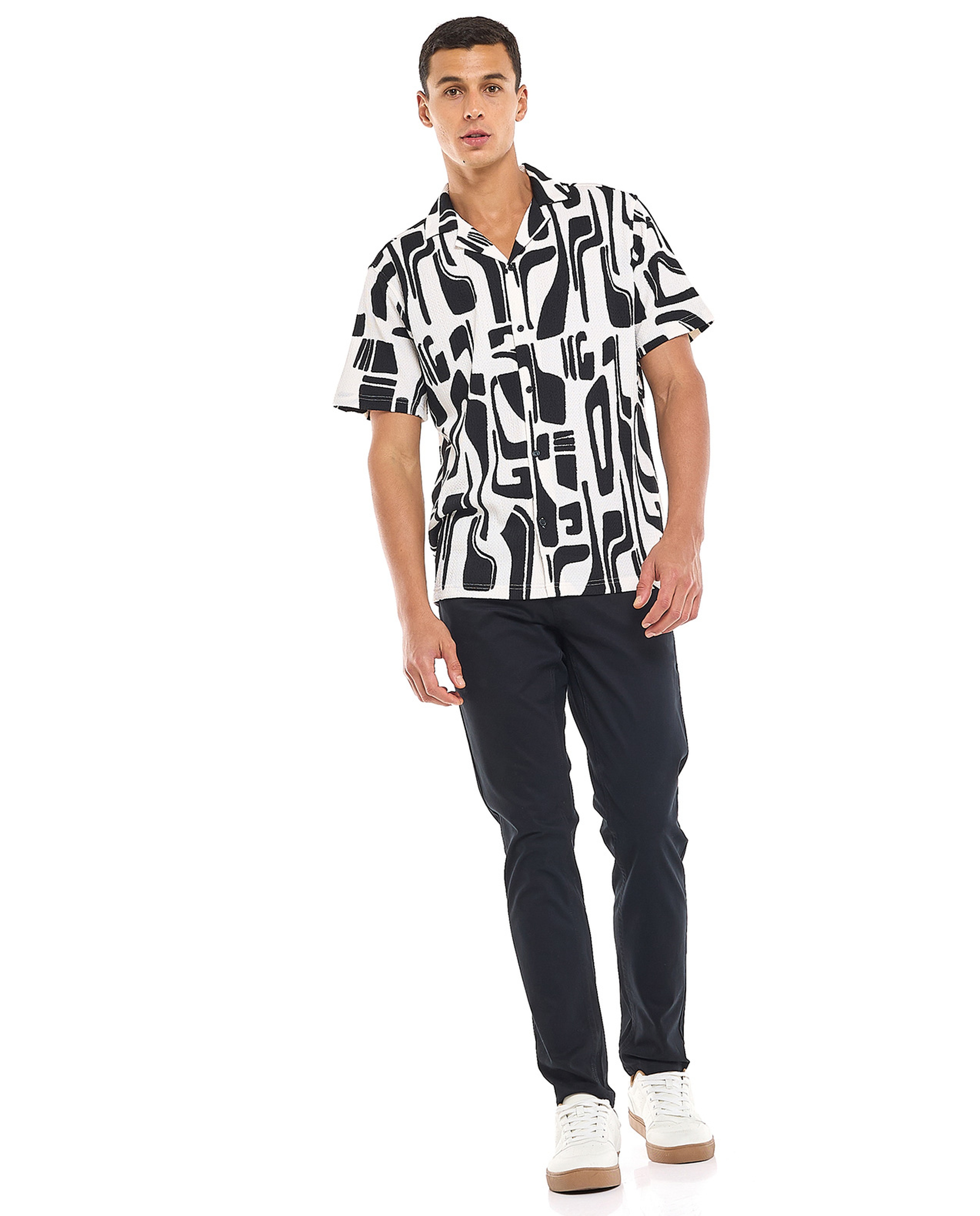 Solid Slim Fit Pants with Button Closure