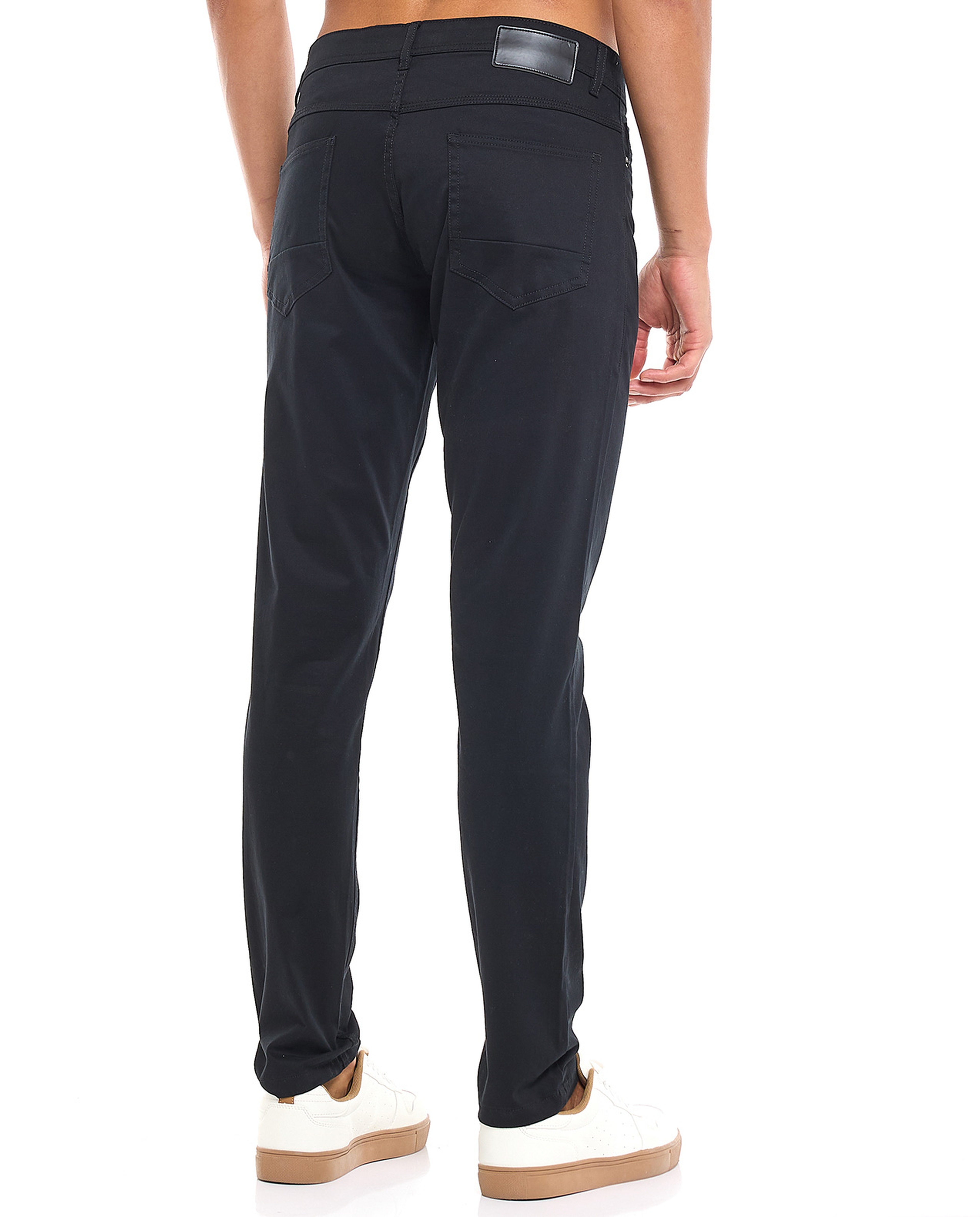 Solid Slim Fit Pants with Button Closure