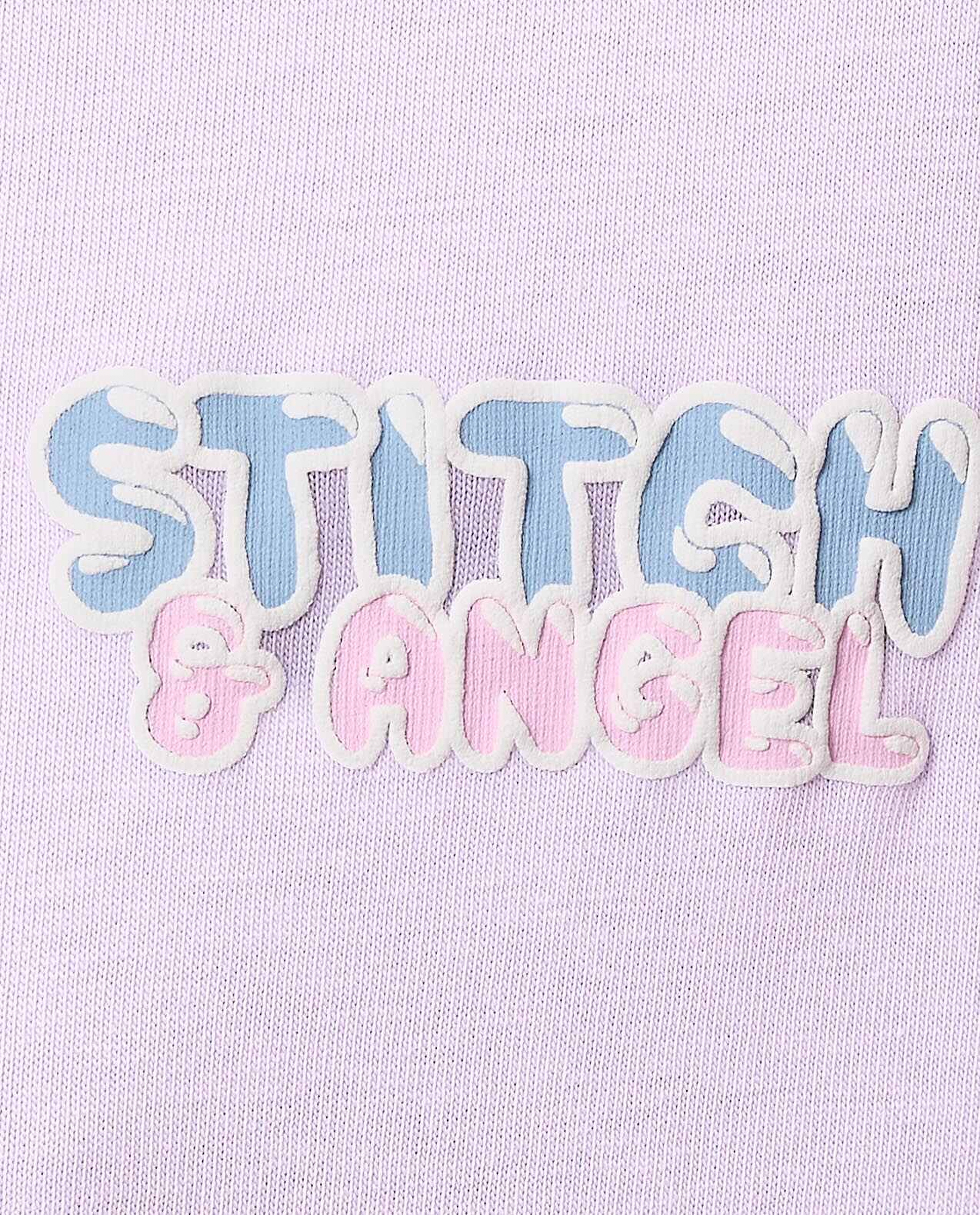 Back Stitch Printed T-Shirt with Crew Neck and Short Sleeves