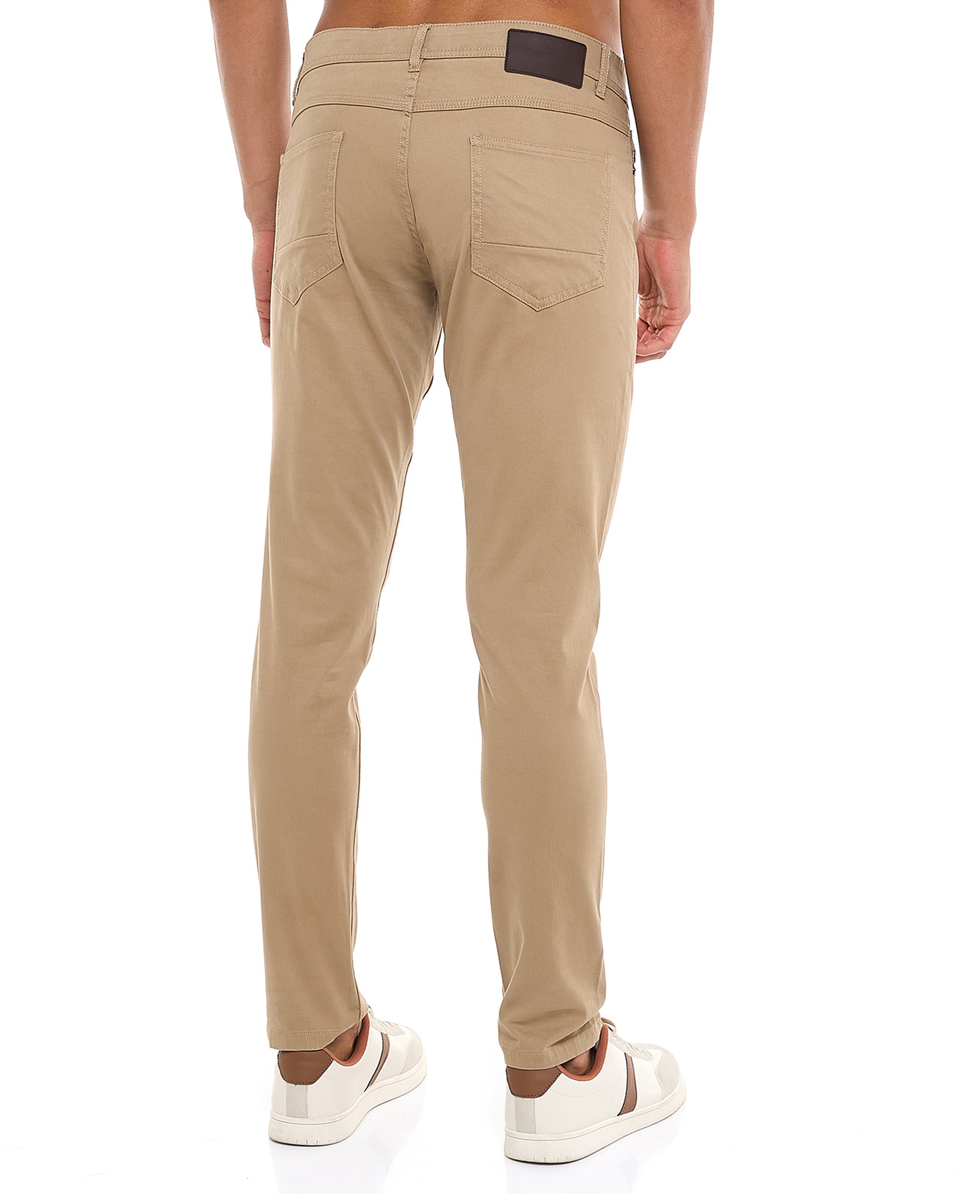Solid Slim Fit Pants with Button Closure