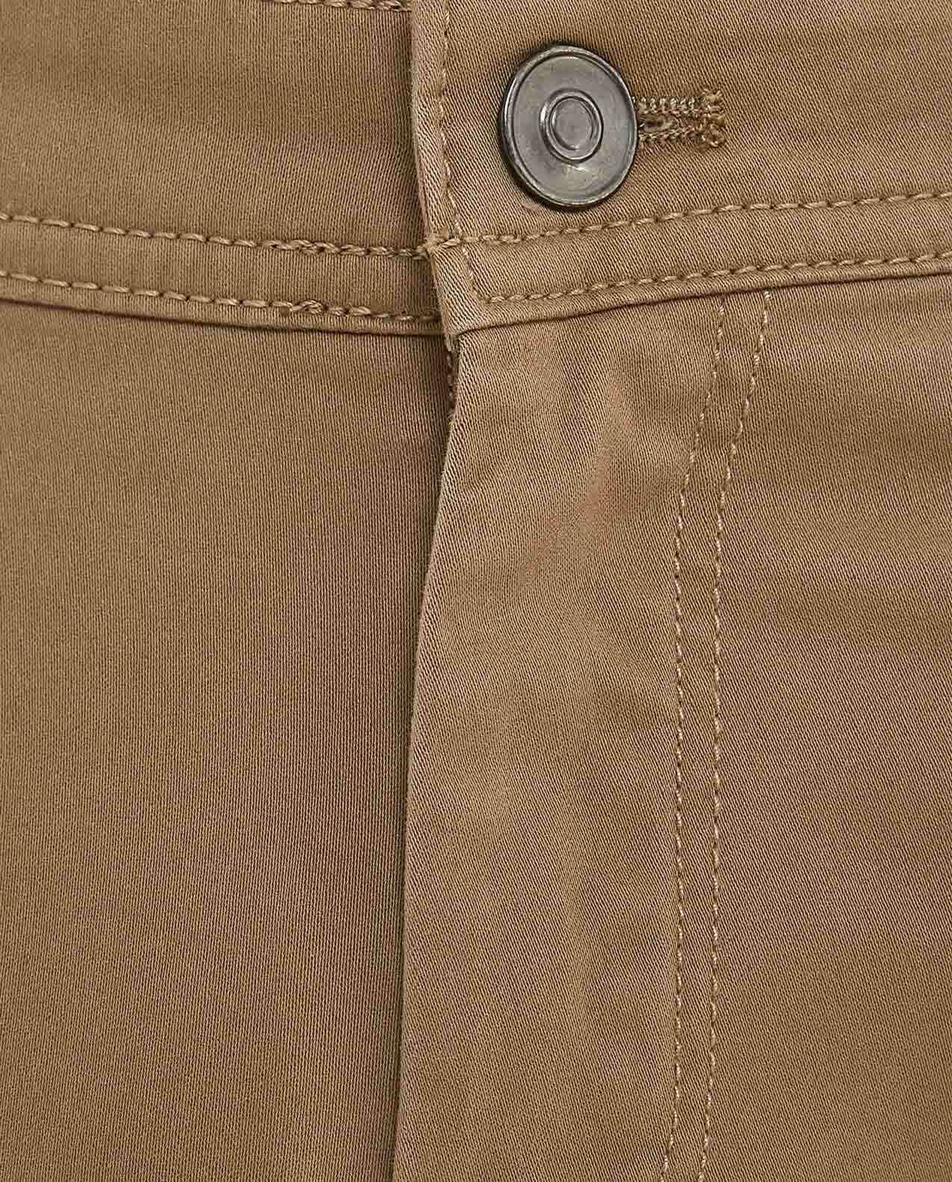 Solid Slim Fit Pants with Button Closure