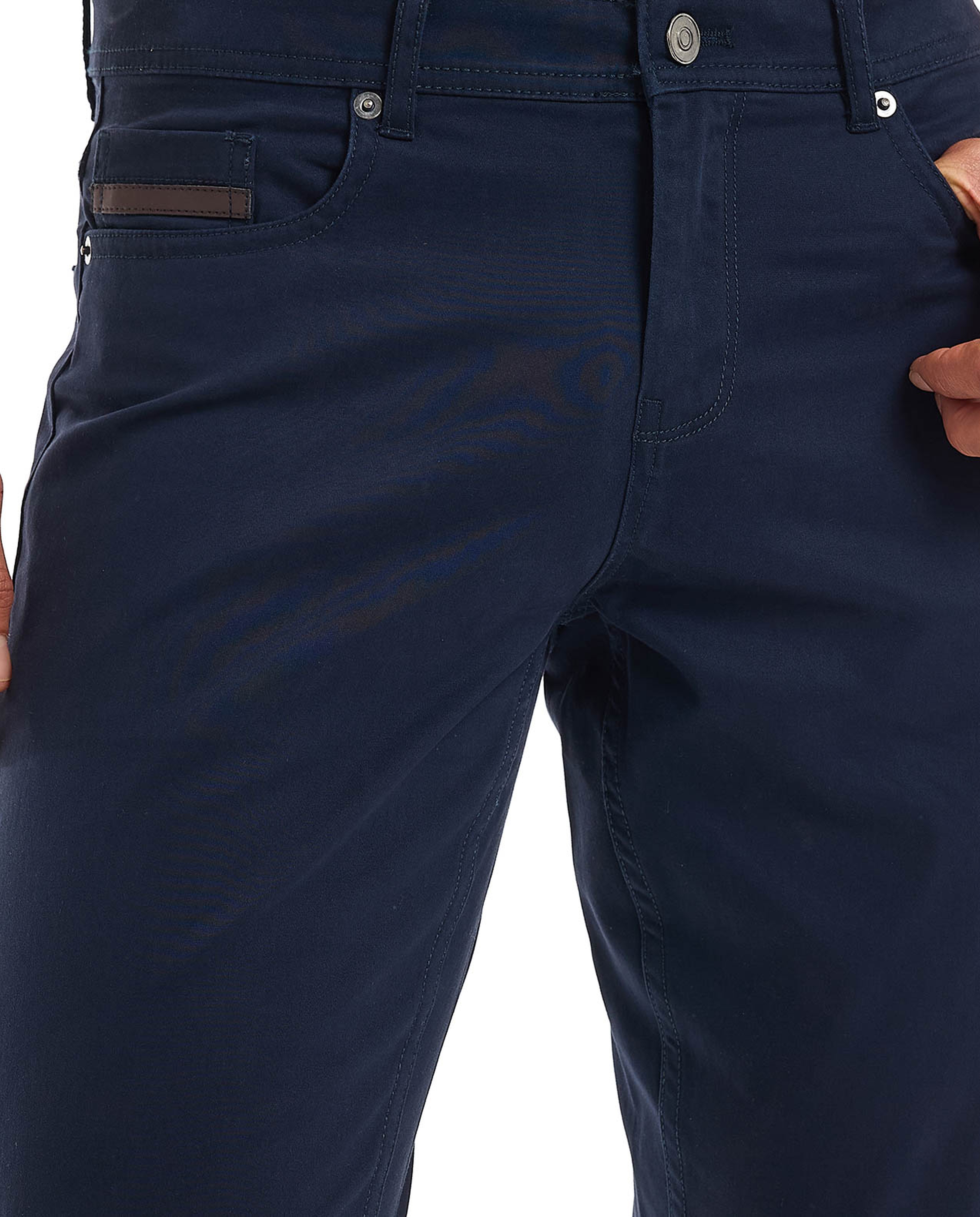 Solid Slim Fit Pants with Button Closure