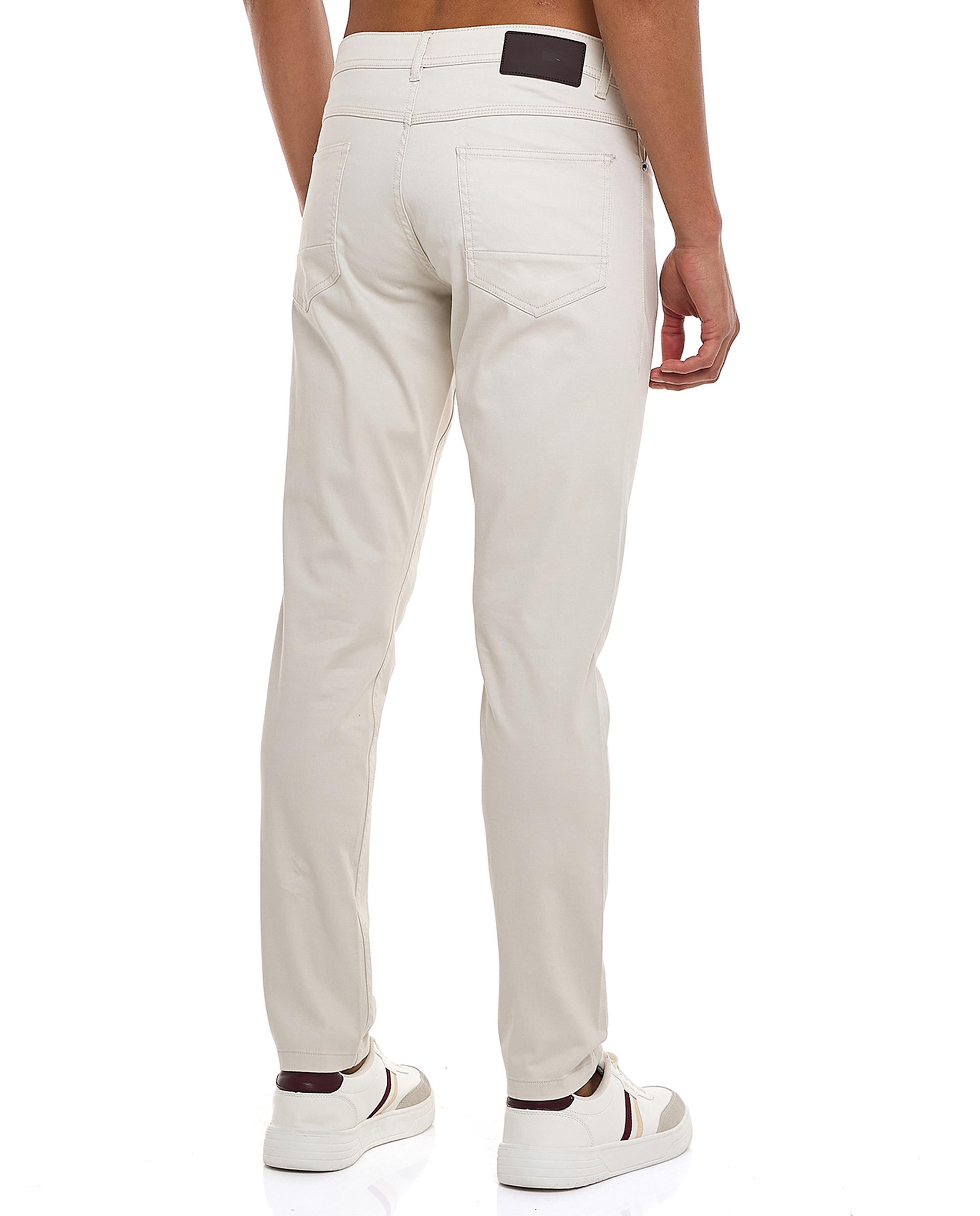 Solid Slim Fit Pants with Button Closure