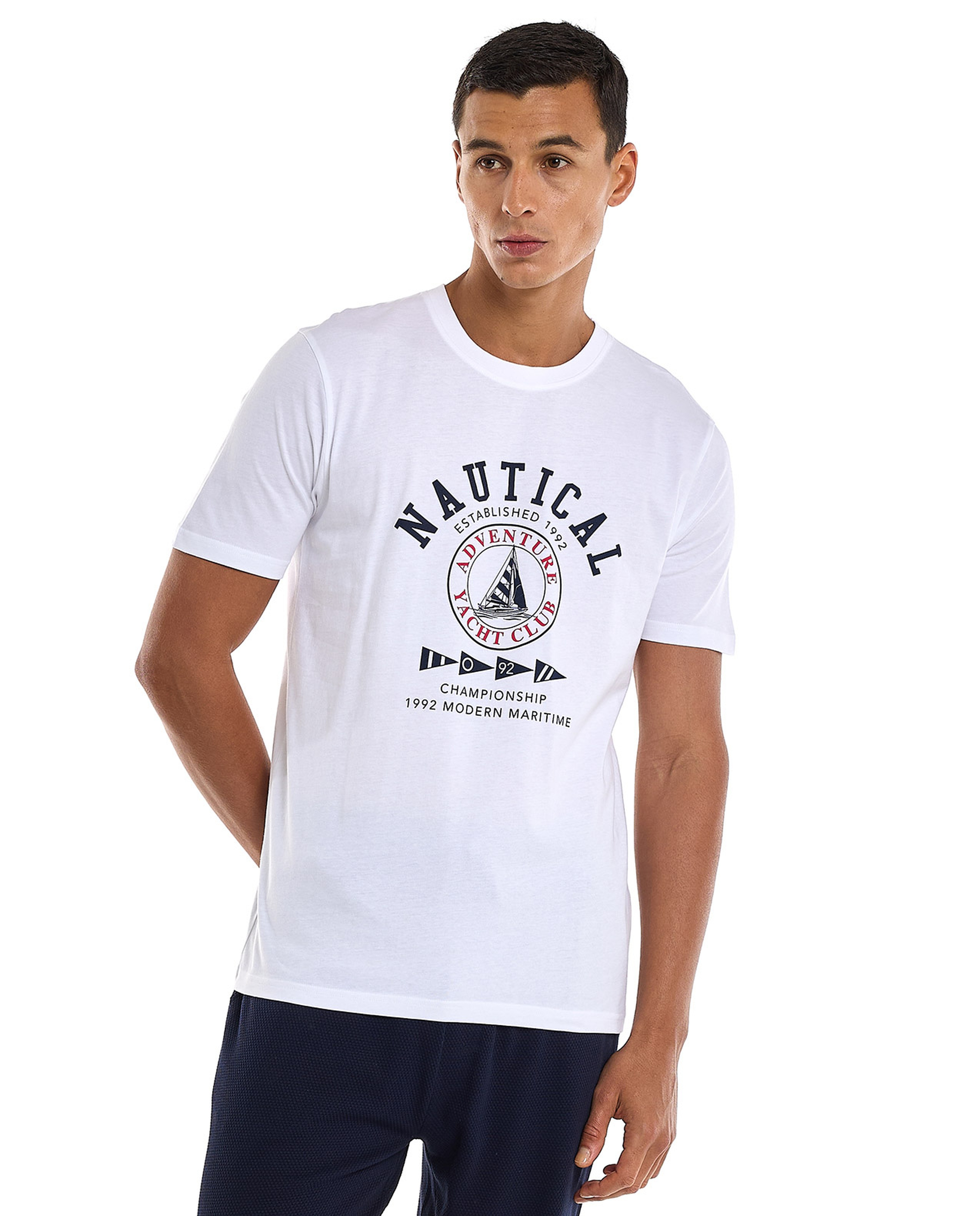 Printed T-Shirt with Crew Neck and Short Sleeves
