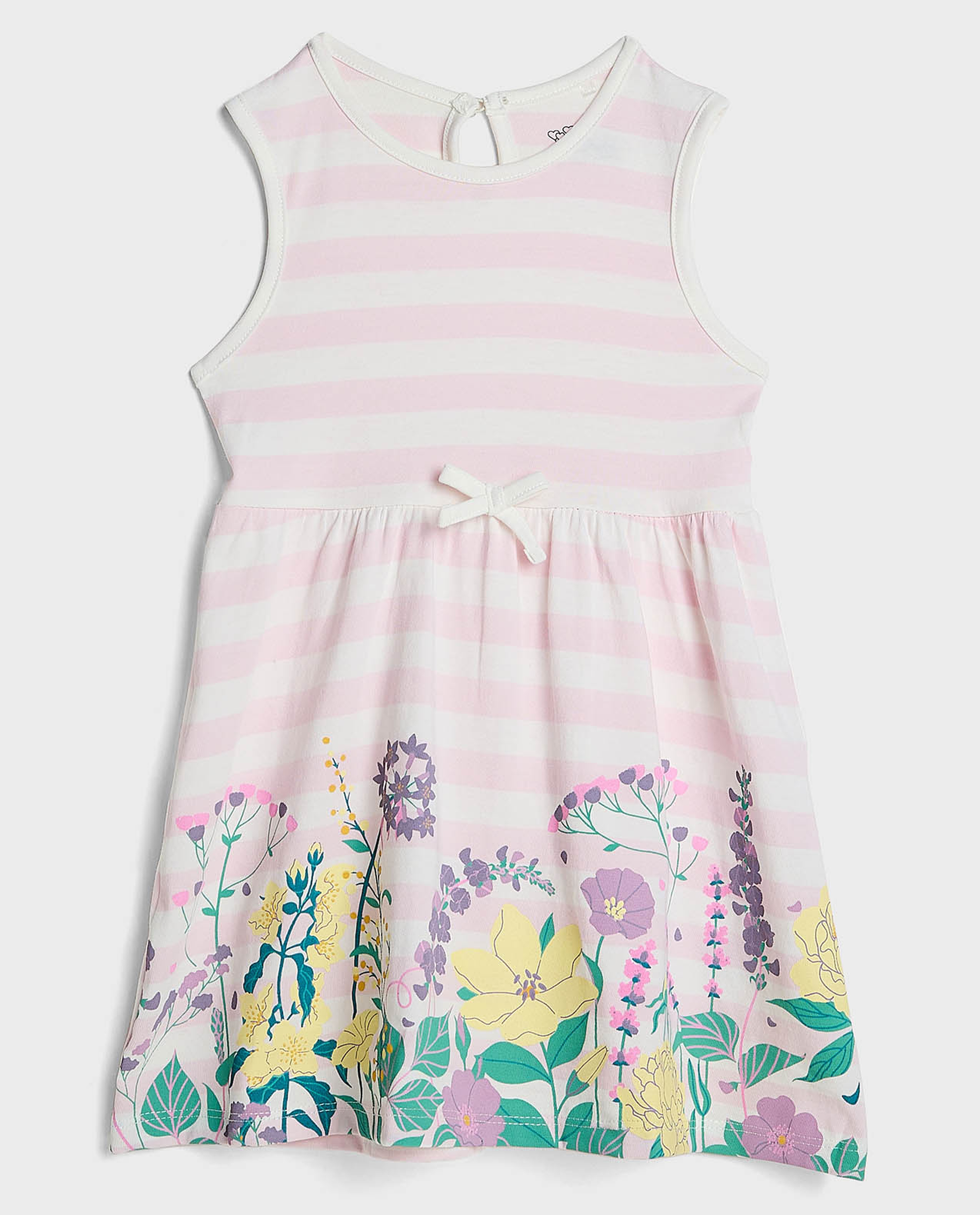 Floral Printed Sleeveless Dress with Round Neck