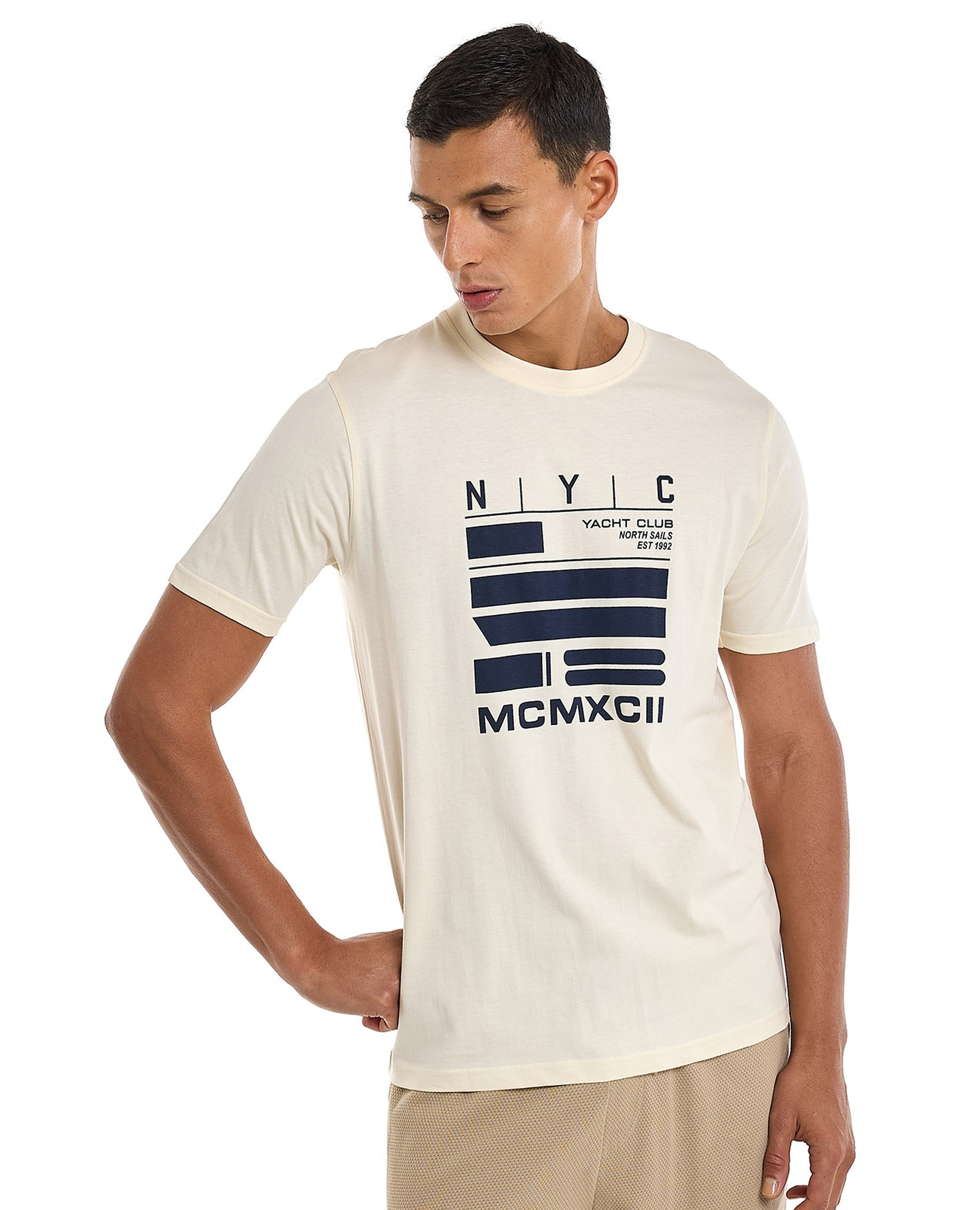 Printed T-Shirt with Crew Neck and Short Sleeves