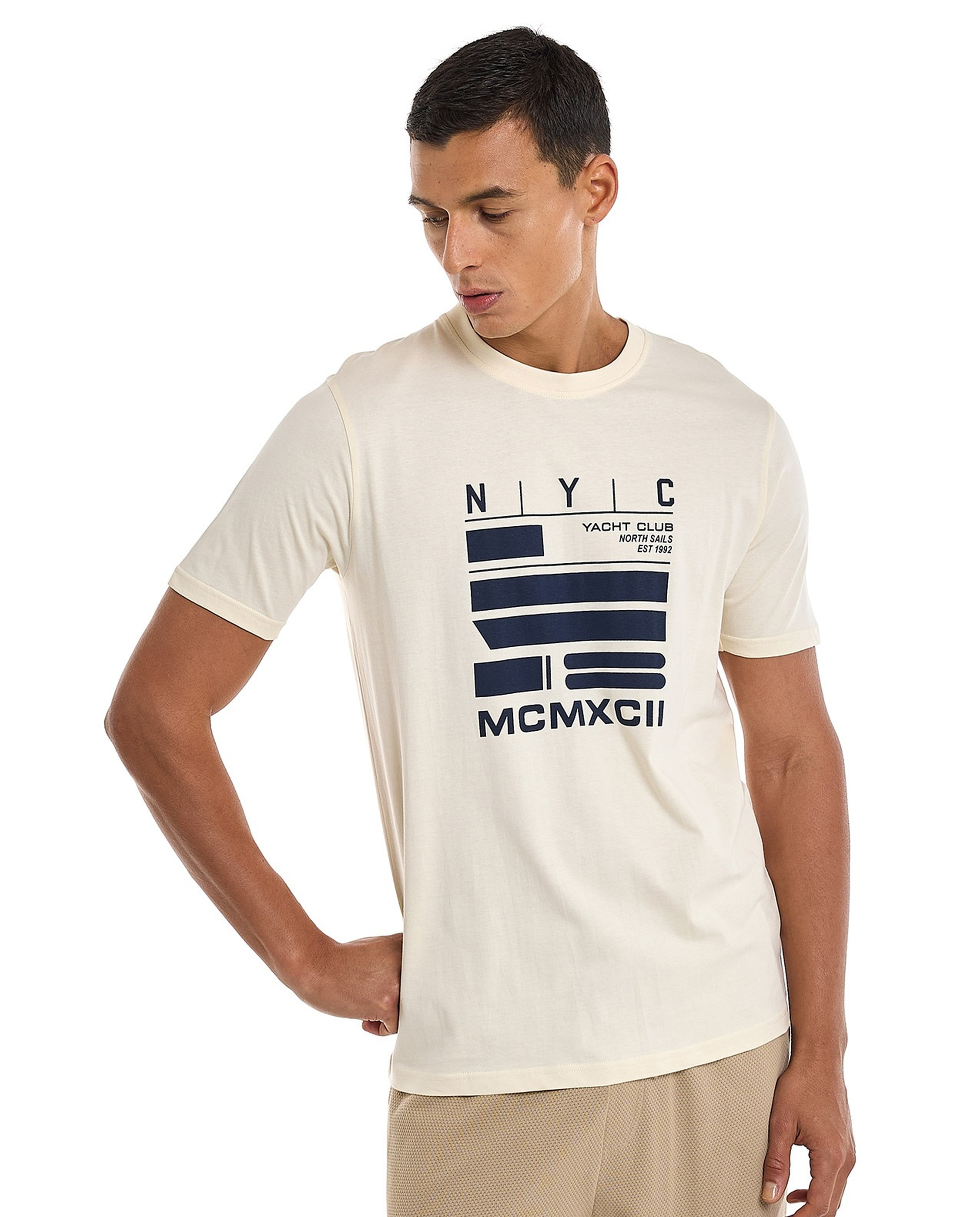 Printed T-Shirt with Crew Neck and Short Sleeves