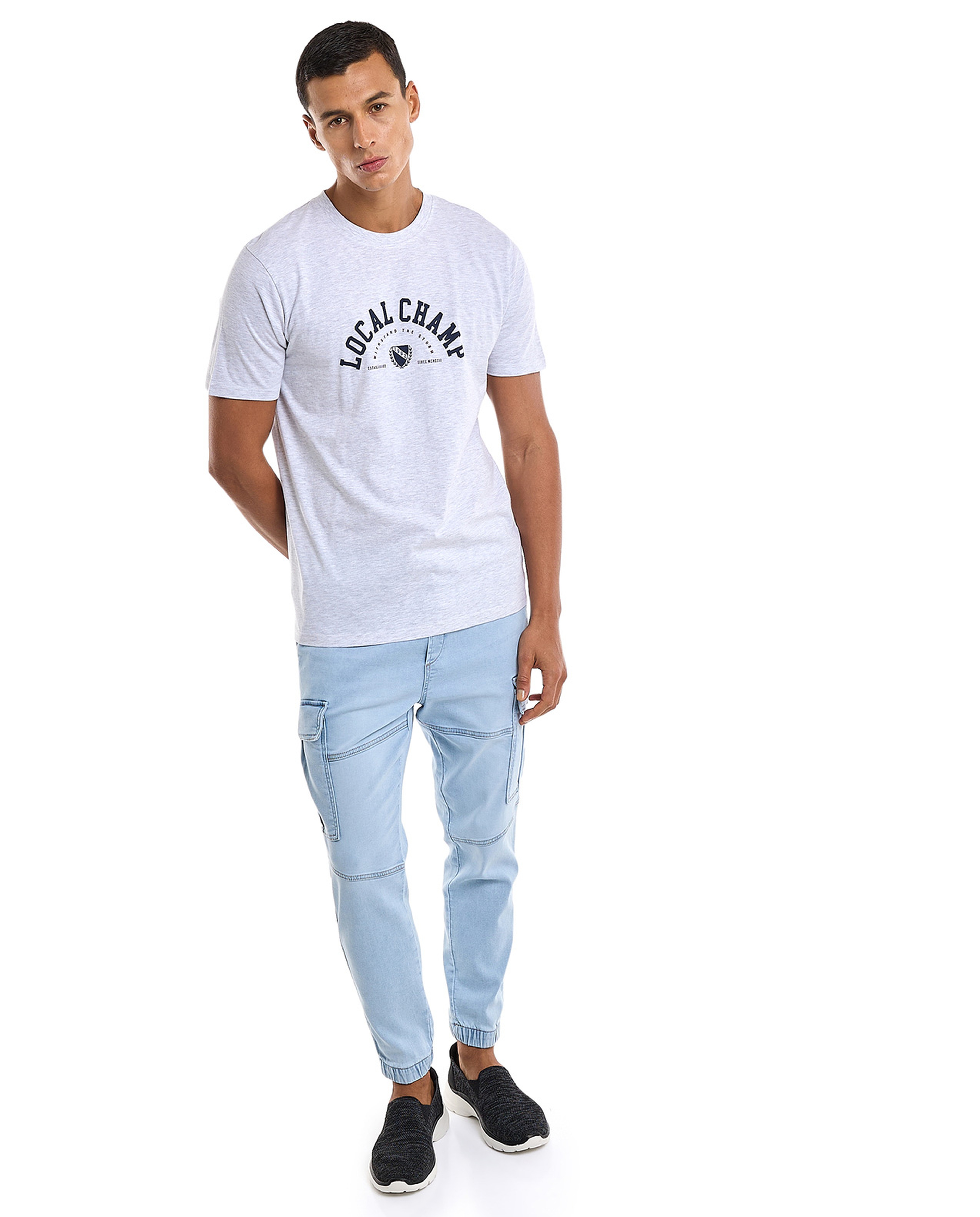 Printed T-Shirt with Crew Neck and Short Sleeves