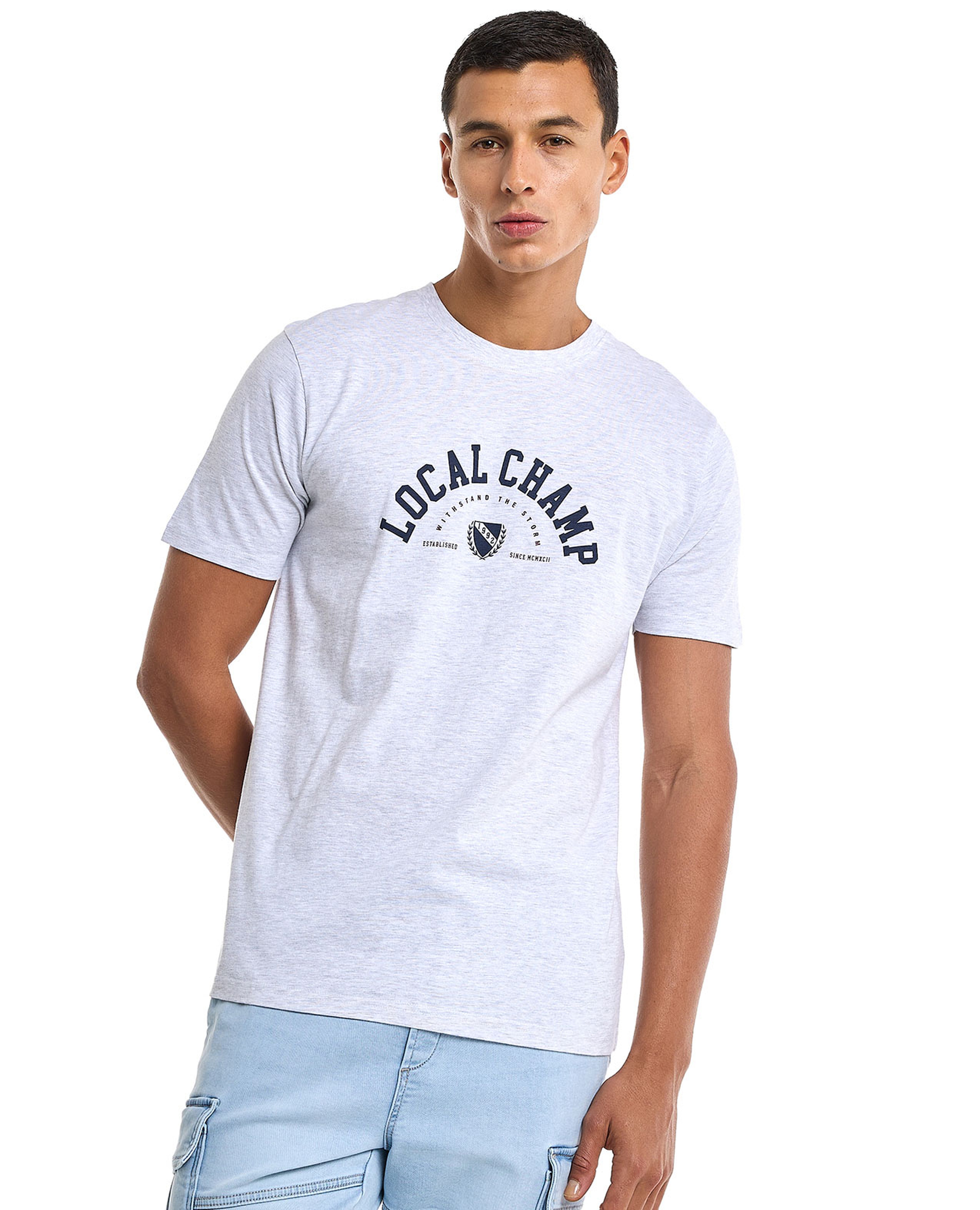 Printed T-Shirt with Crew Neck and Short Sleeves