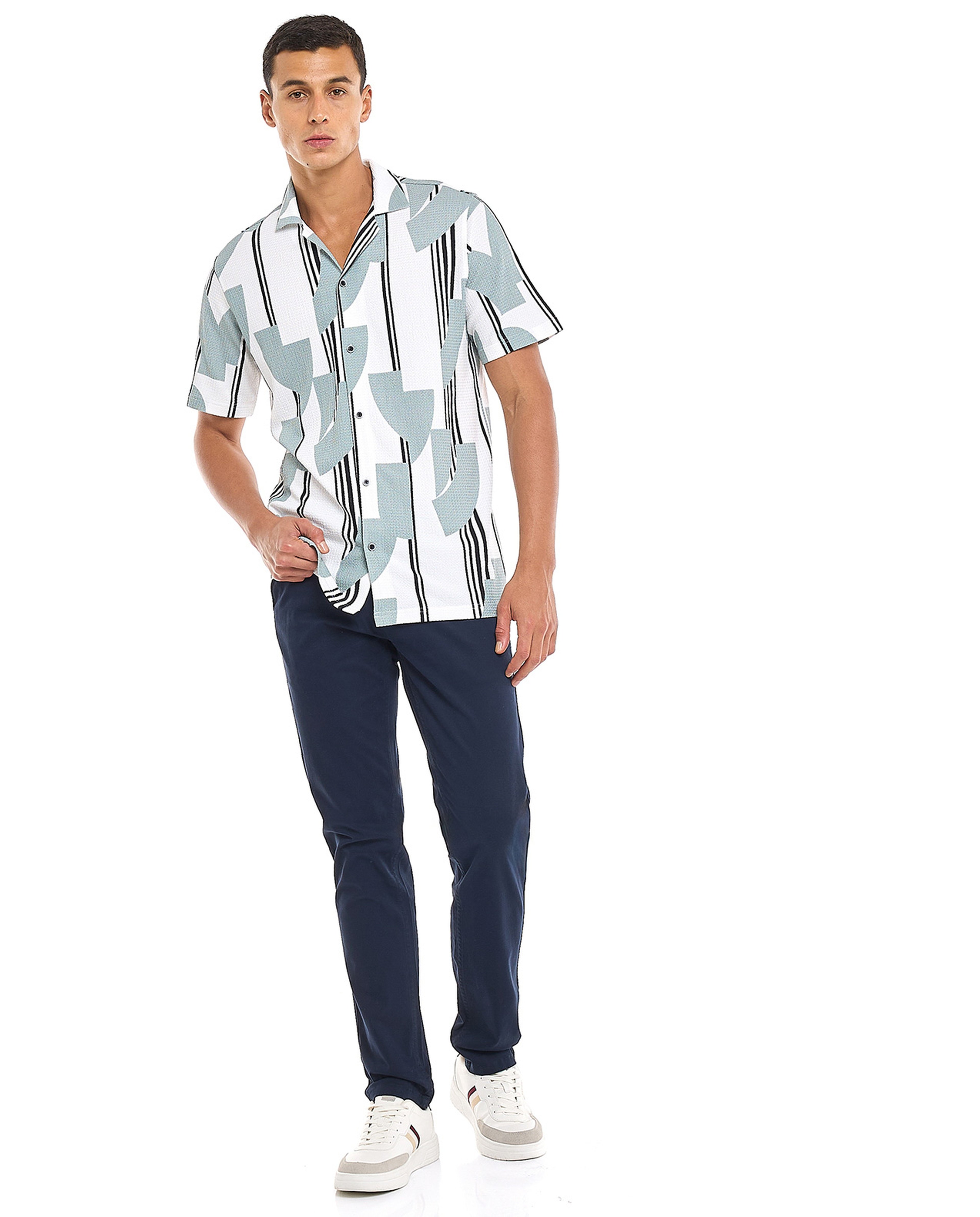 Solid Slim Fit Pants with Button Closure