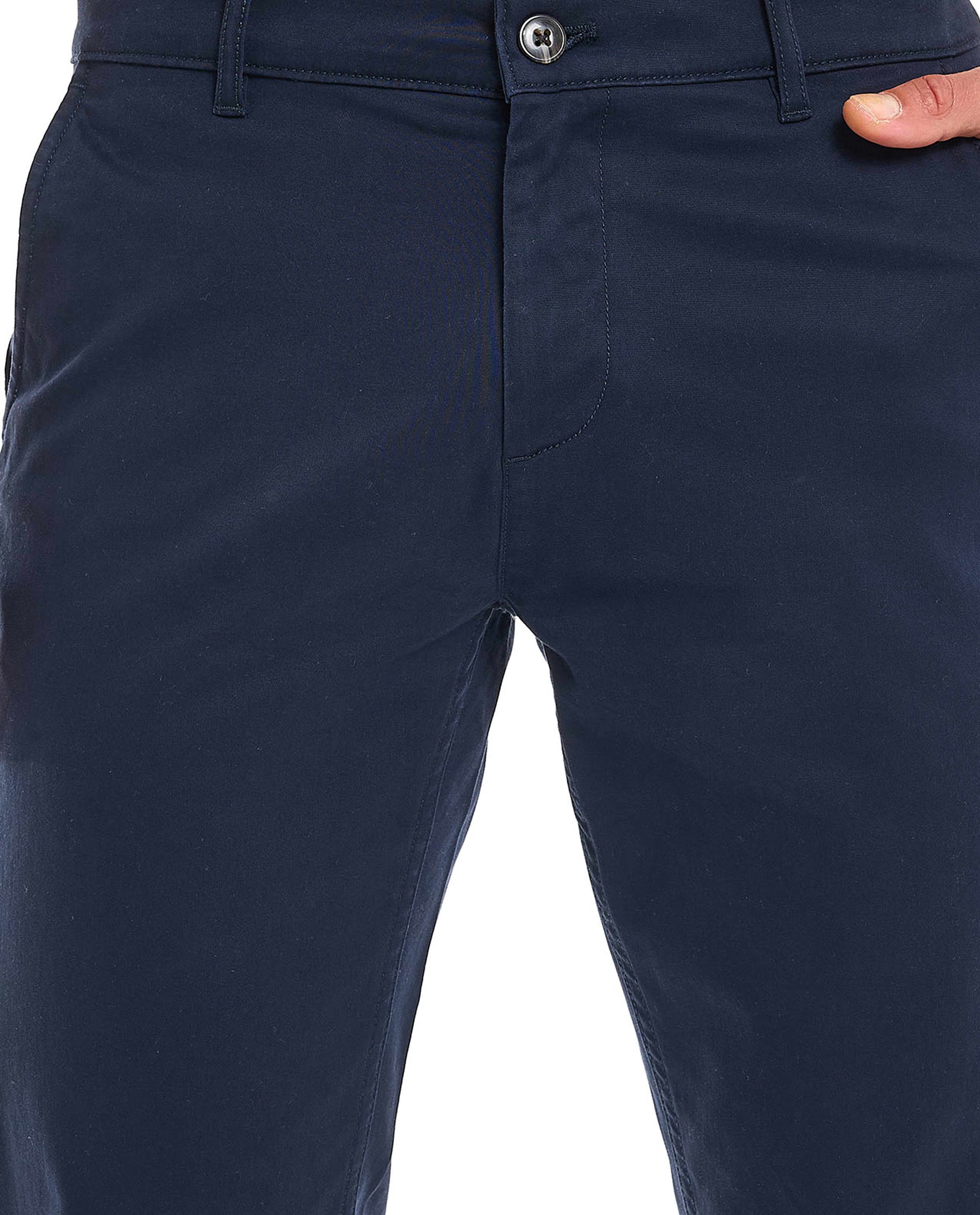 Solid Slim Fit Pants with Button Closure