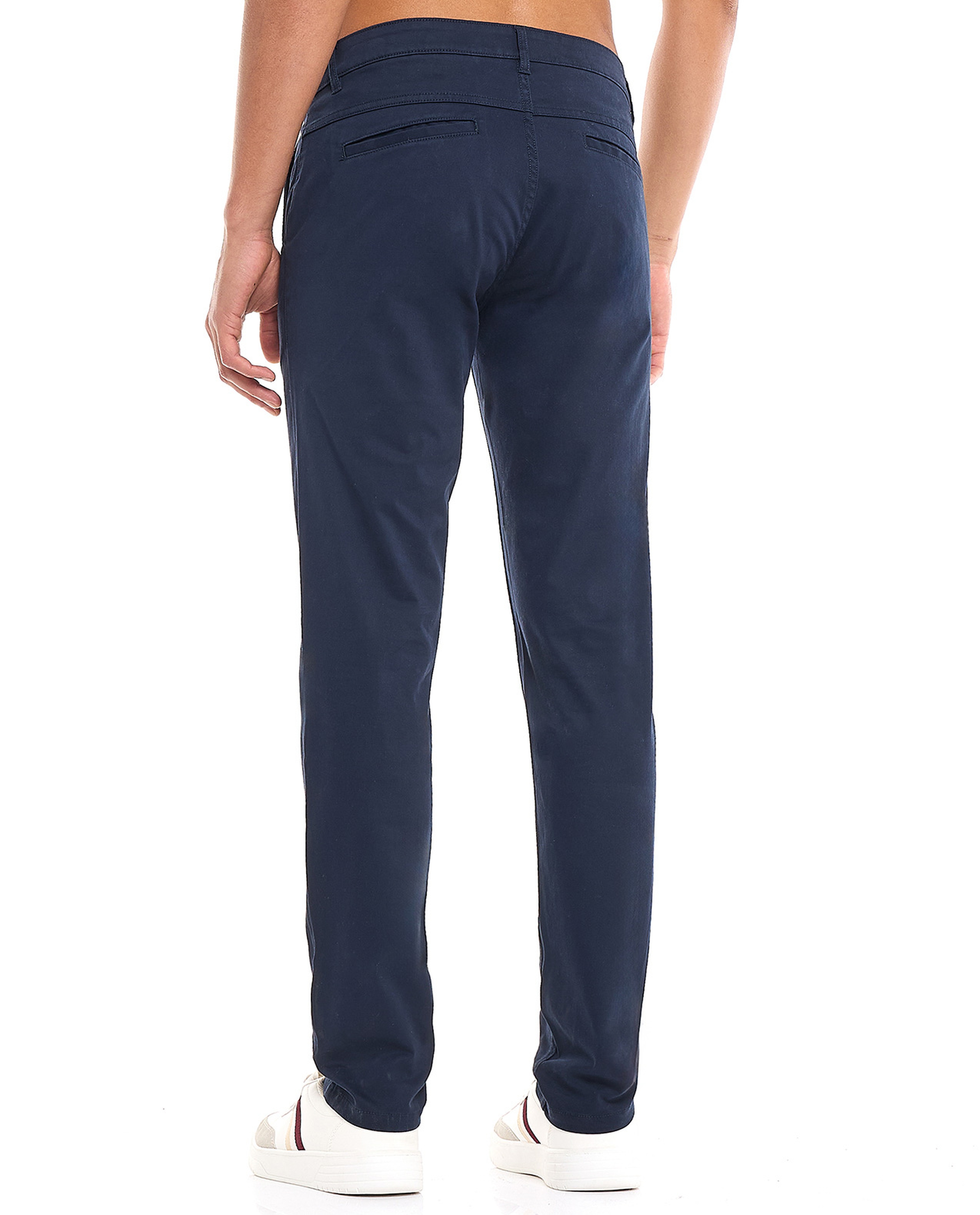 Solid Slim Fit Pants with Button Closure